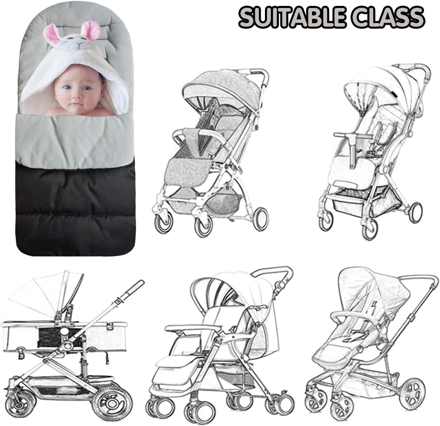 کاور پای کالسکه‌ KASTWAVE، کیسه خواب جهانی نوزاد، گرم نگهدارنده پا در زمستان برای کالسکه، کالسکه بچه، و باگی، کیسه خواب کالسکه زمستانی برای فضای باز، فوق العاده بلند برای نوزاد و کودک نوپا