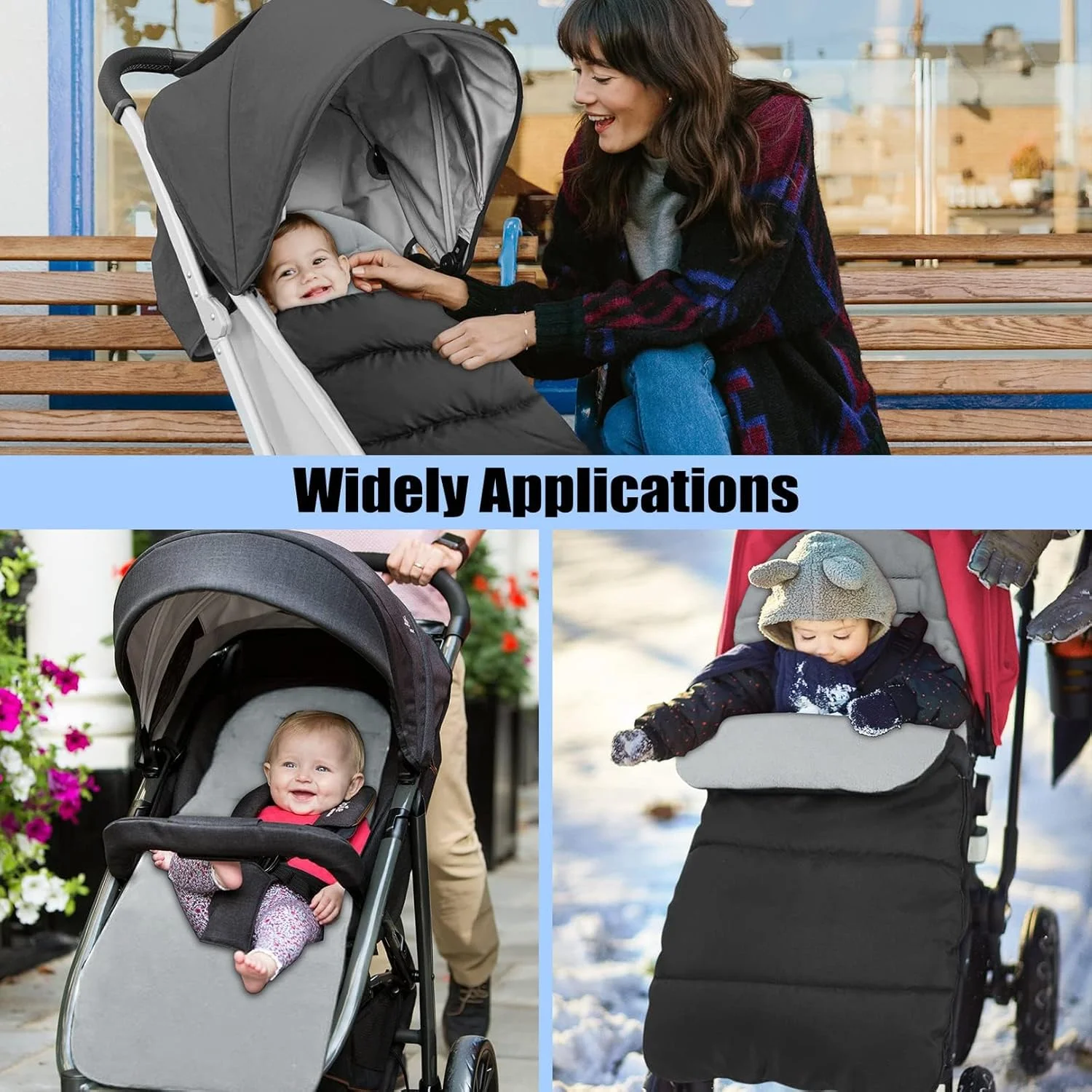 کاور پای کالسکه‌ KASTWAVE، کیسه خواب جهانی نوزاد، گرم نگهدارنده پا در زمستان برای کالسکه، کالسکه بچه، و باگی، کیسه خواب کالسکه زمستانی برای فضای باز، فوق العاده بلند برای نوزاد و کودک نوپا