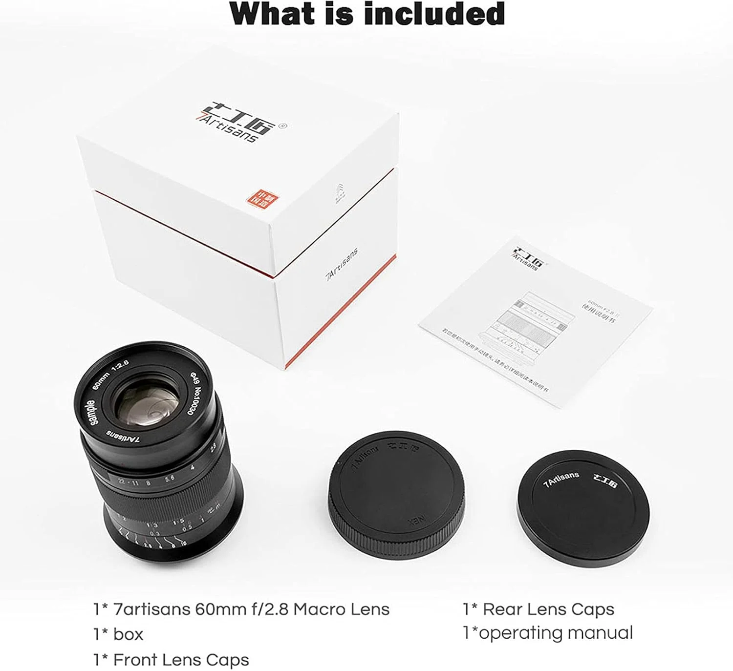 لنز ماکرو 60mm F2.8 فوجی X از 7Artisans به همراه دستمال Pergear، لنز ثابت با فوکوس دستی برای دوربین های بدون آینه فوجی X مانت به همراه کیف لنز و آچار فوکوس، مشکی