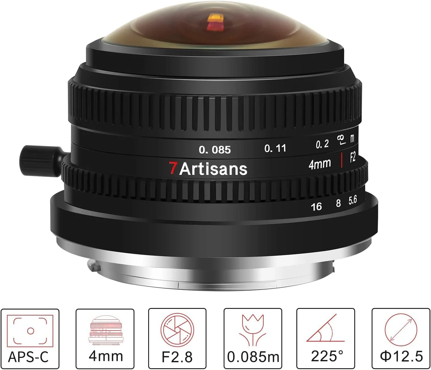 7Artisans 4mm F2.8 Fisheye Wide Angle Lens Ultra Manual Focus Prime Lens Compatible with E-Mount Mirrorless Camera 7Artisans 4mm F2.8 Fisheye Wide Angle Lens Ultra Manual Focus Prime Lens Compatible with E-Mount Mirrorless Camera