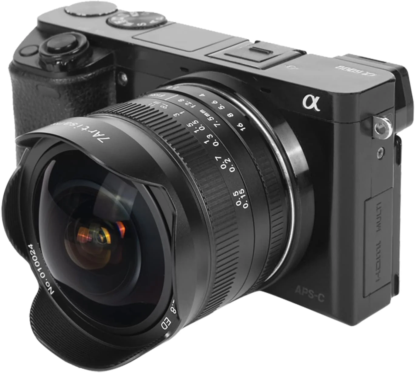 لنز دستی فیکس 7artisans 7.5mm f2.8 Mark II APS-C Fisheye Wide Angle برای دوربین های بدون آینه Sony E مدل A6300 A6400 A6500 NEX-3 NEX-3N NEX-5T NEX-5R