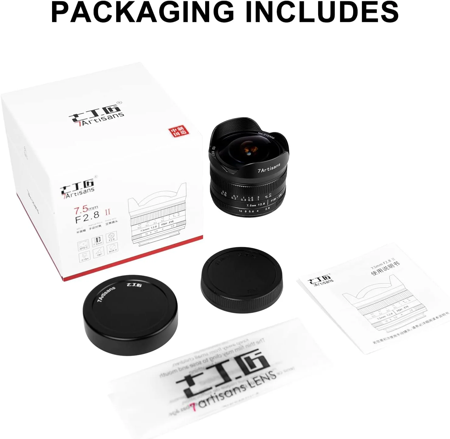 لنز دستی فیکس 7artisans 7.5mm f2.8 Mark II APS-C Fisheye Wide Angle برای دوربین های بدون آینه Sony E مدل A6300 A6400 A6500 NEX-3 NEX-3N NEX-5T NEX-5R