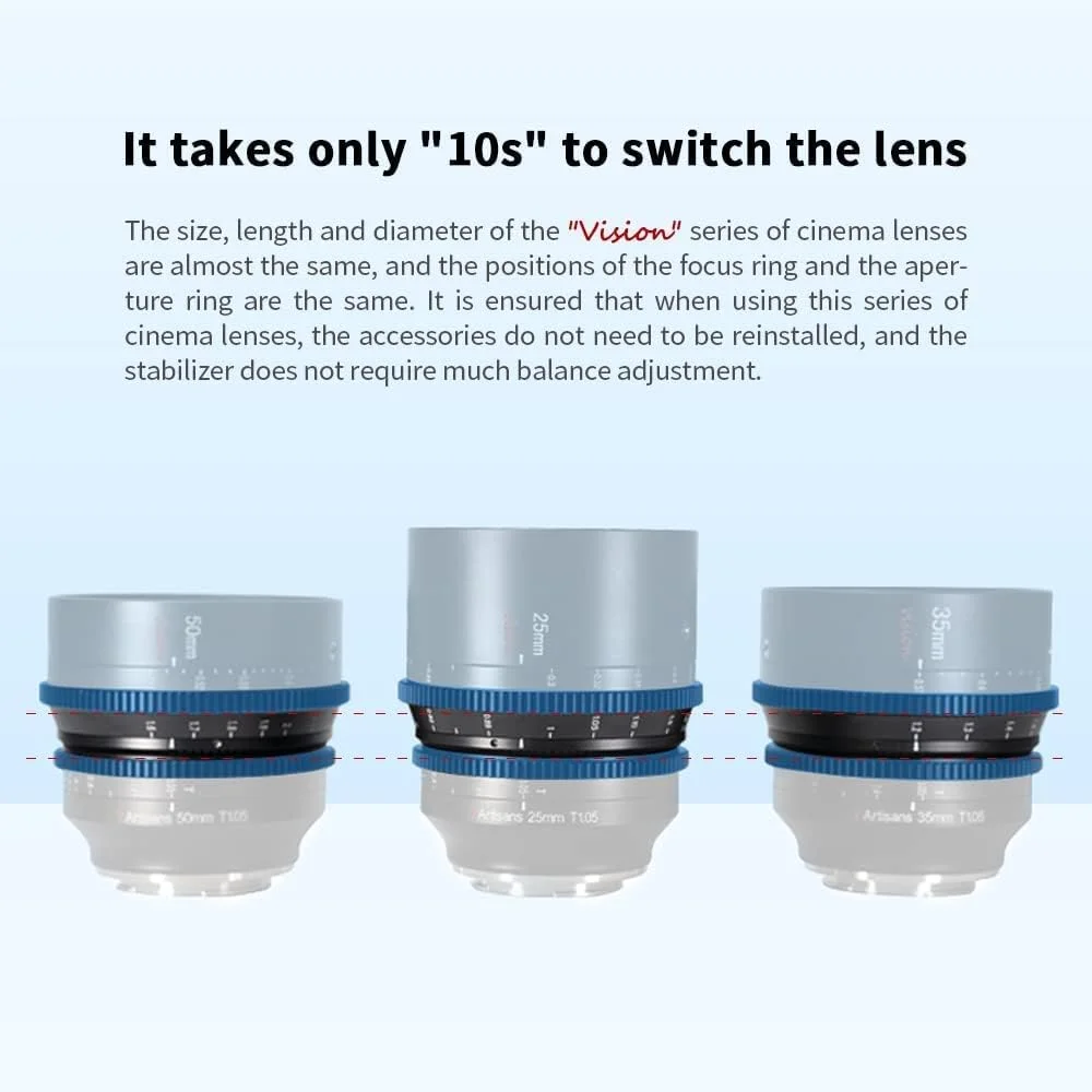 لنز سینمایی 7artisans با دیافراگم بزرگ T1.05، 25mm/35mm/50mm، زاویه باز، فوکوس دستی، اعوجاج کم، مینی سینما (50mm T1.05، برای سونی) لنز سینمایی 7artisans با دیافراگم بزرگ T1.05، 25mm/35mm/50mm، زاویه باز، فوکوس دستی، اعوجاج کم، مینی سینما (50mm T1.05، برای سونی)