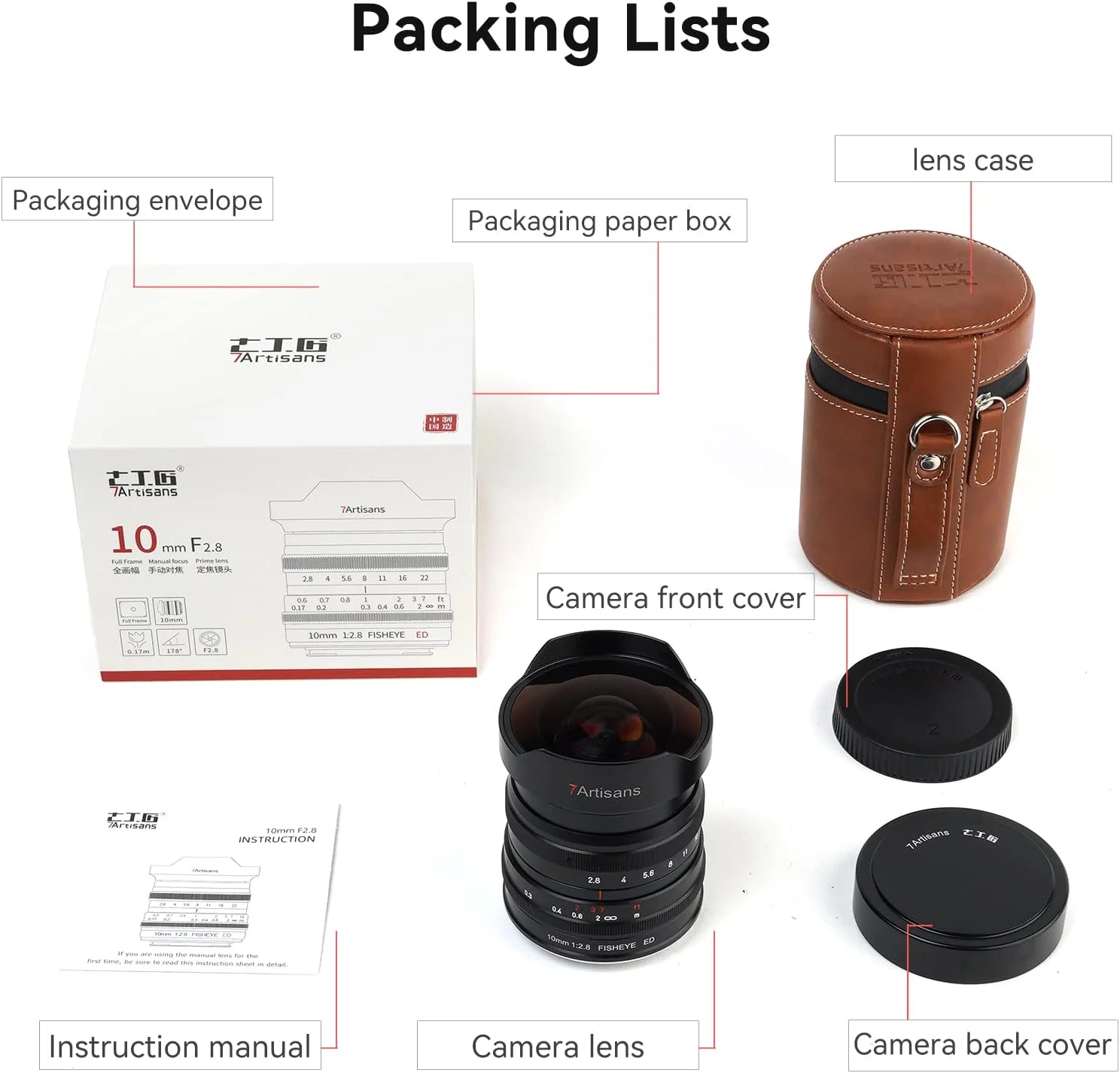 لنز چشم ماهی 7artisans 10mm F2.8 با زاویه دید فوق عریض فول فریم 178 درجه و فوکوس دستی برای دوربین های بدون آینه سری Leica/Panasonic/Sigma L