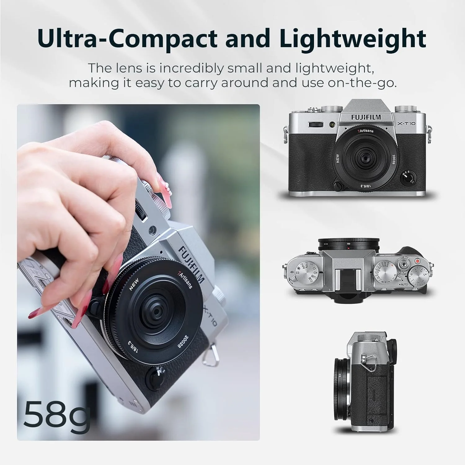 لنز 7artisans 18mm F6.3 II UFO، سازگار با دوربین های بدون آینه فوجی X-M2 X-H1 X-T1 X-T10 X-T2 X-T20 X-T3 X-T4 X-T100 X-T200 X-T30 X-Pro1 X-Pro2 X- Pro3 X-E1 x-e2 x E2S