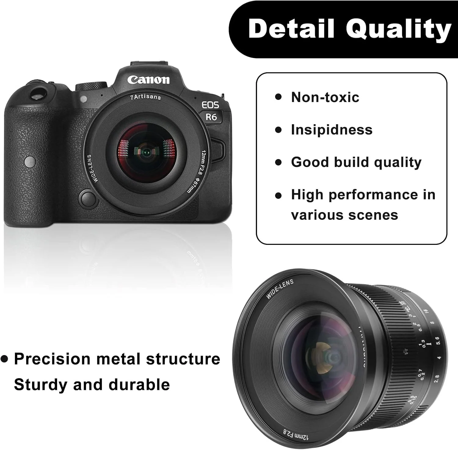 لنز پرایم 7artisans 12mm F2.8 Mark Ⅱ با زاویه دید فوق العاده باز و فوکوس دستی APS-C سازگار با دوربین های بدون آینه Canon RF Mount مدل های EOS R/EOS R3/EOS RP/EOS R5/EOS R6