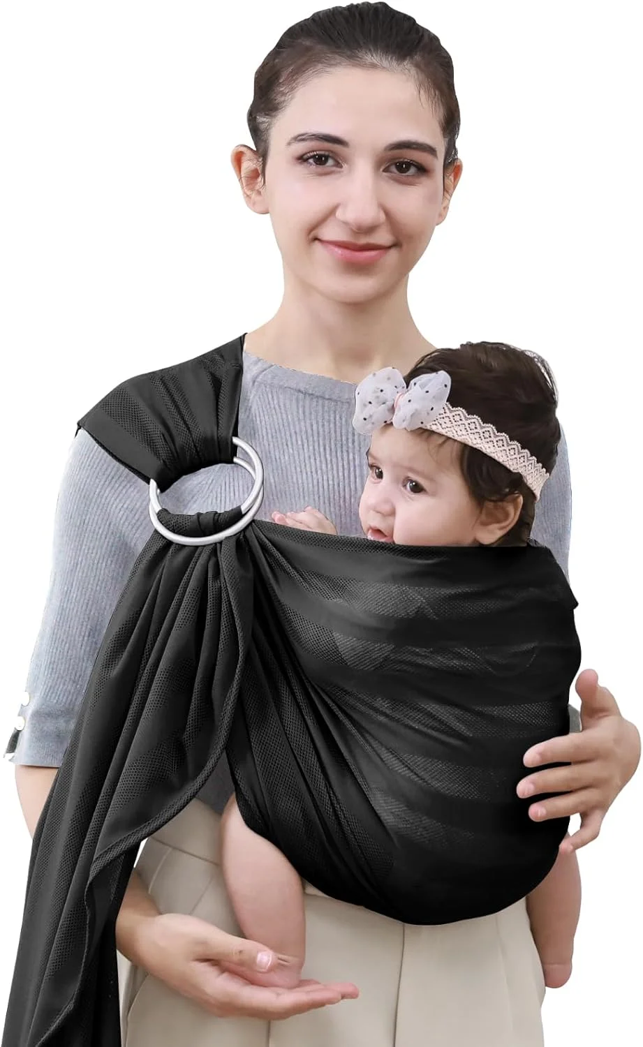 آغوشی حلقه ای نوزاد CUBY، سبک وزن و توری تنفسی، قابل تنظیم و خشک شدن سریع، مناسب نوزادان و کودکان نوپا برای استخر و ساحل (راه راه مشکی) آغوشی حلقه ای نوزاد CUBY، سبک وزن و توری تنفسی، قابل تنظیم و خشک شدن سریع، مناسب نوزادان و کودکان نوپا برای استخر و ساحل (راه راه مشکی)