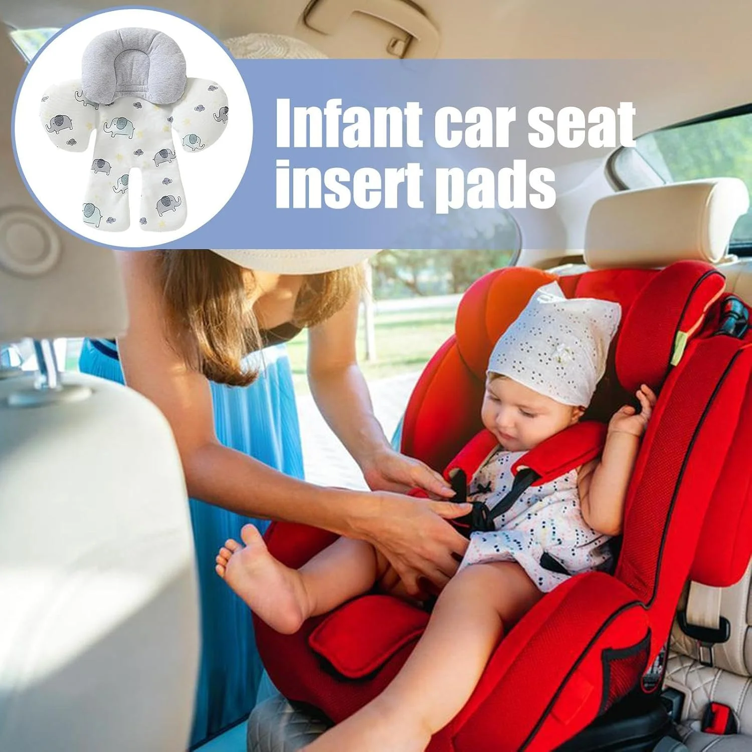 بالشتک صندلی ماشین کودک | بالشتک محافظ صندلی ماشین | لوازم جانبی ایمنی کودک قابل شستشو در ماشین لباسشویی برای راحتی در سفرهای طولانی