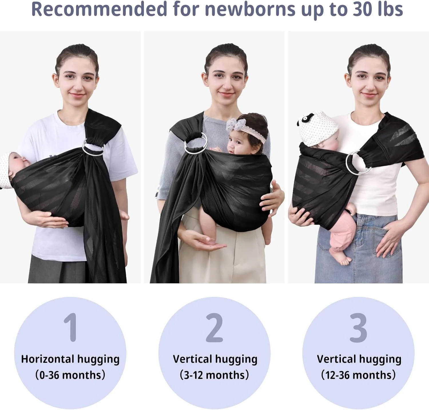 آغوشی حلقه ای نوزاد CUBY، سبک وزن و توری تنفسی، قابل تنظیم و خشک شدن سریع، مناسب نوزادان و کودکان نوپا برای استخر و ساحل (راه راه مشکی) آغوشی حلقه ای نوزاد CUBY، سبک وزن و توری تنفسی، قابل تنظیم و خشک شدن سریع، مناسب نوزادان و کودکان نوپا برای استخر و ساحل (راه راه مشکی)