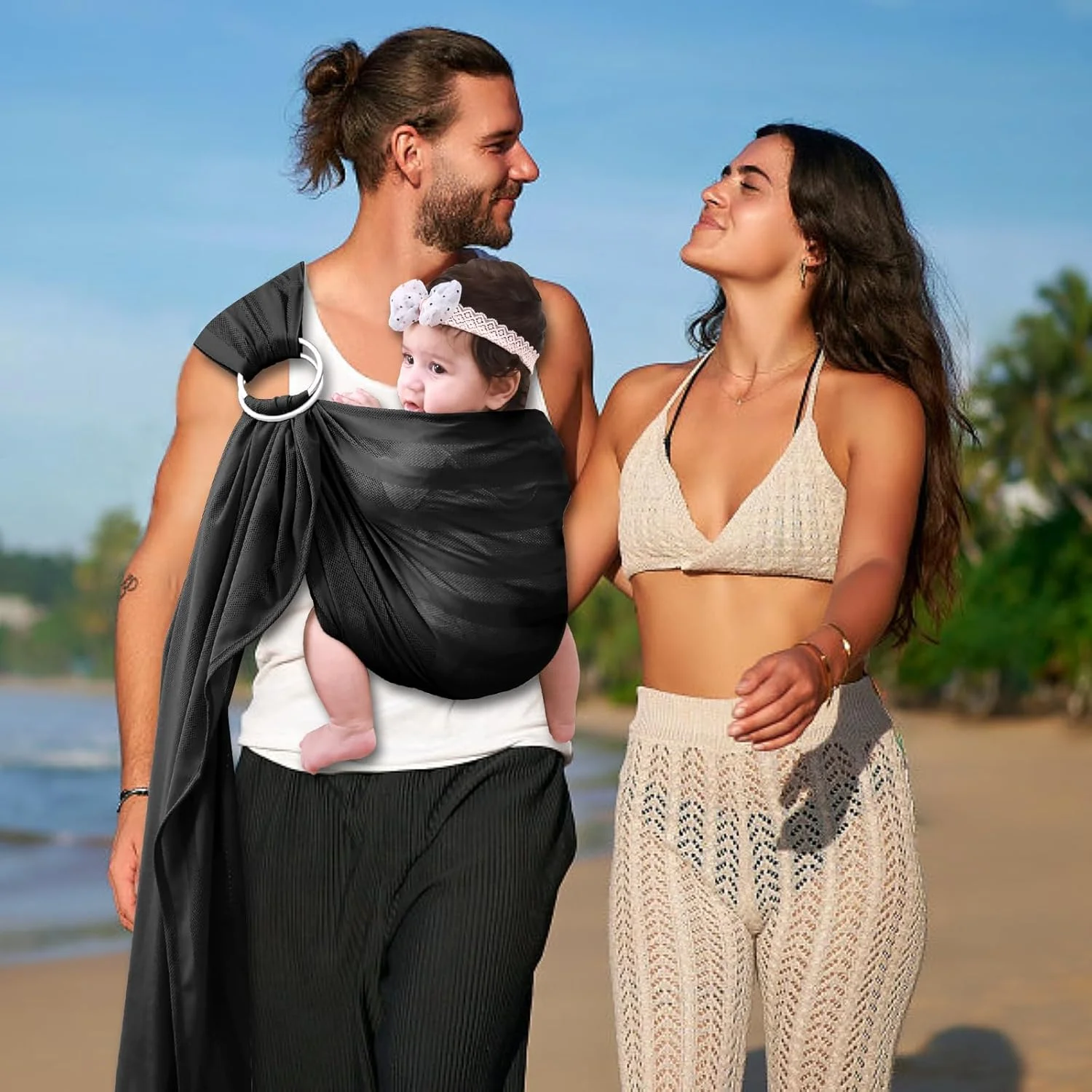 آغوشی حلقه ای نوزاد CUBY، سبک وزن و توری تنفسی، قابل تنظیم و خشک شدن سریع، مناسب نوزادان و کودکان نوپا برای استخر و ساحل (راه راه مشکی) آغوشی حلقه ای نوزاد CUBY، سبک وزن و توری تنفسی، قابل تنظیم و خشک شدن سریع، مناسب نوزادان و کودکان نوپا برای استخر و ساحل (راه راه مشکی)