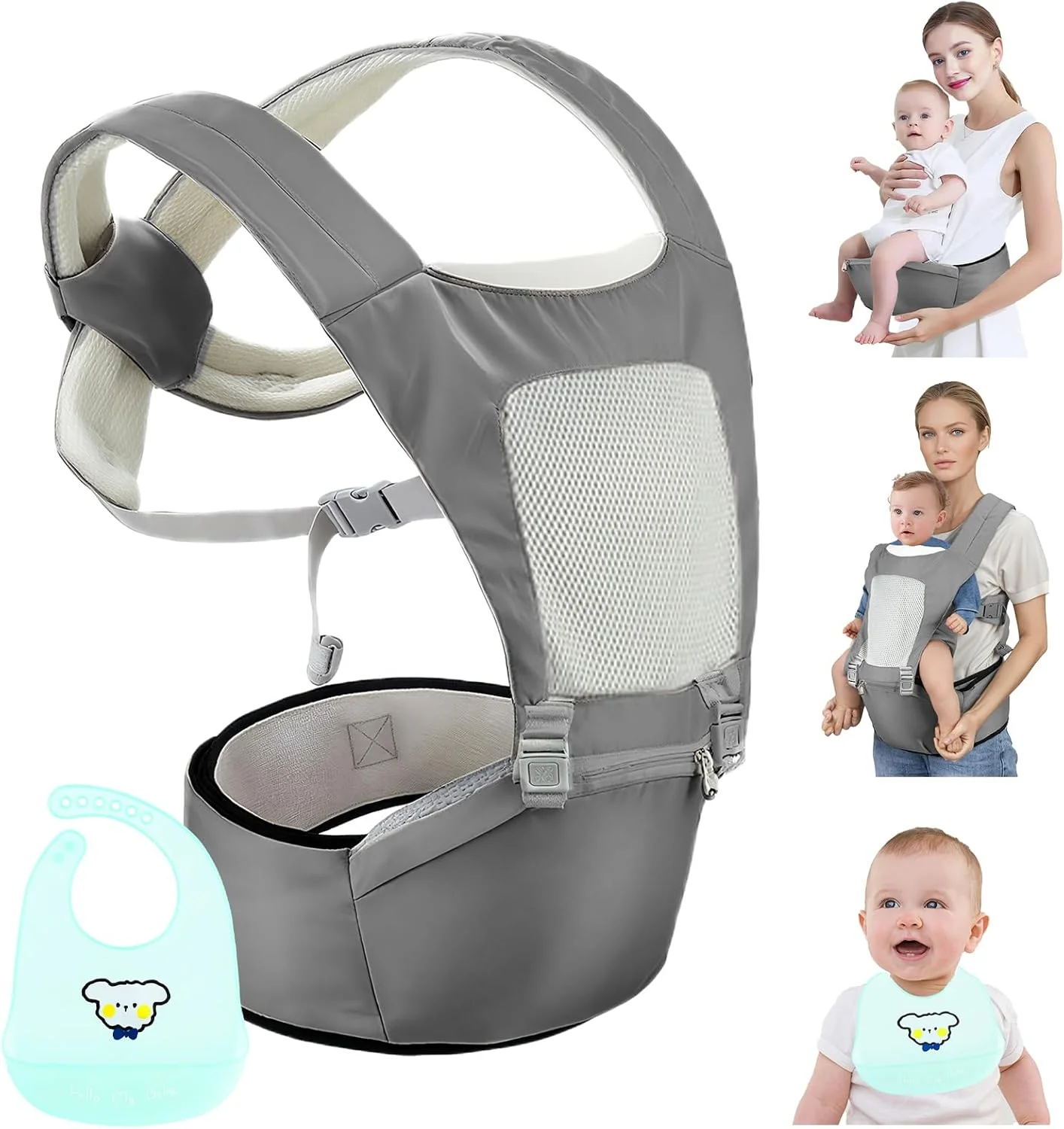 آغوشی نوزاد با نشیمنگاه کمری، آغوشی 2 در 1 راحت و سبک وزن مناسب نوزاد تا نوپا با بندهای شانهای ضربدری X شکل و توری تنفسی تا وزن 20 کیلوگرم، پیش بند نوزاد برای پسران و دختران آغوشی نوزاد با نشیمنگاه کمری، آغوشی 2 در 1 راحت و سبک وزن مناسب نوزاد تا نوپا با بندهای شانهای ضربدری X شکل و توری تنفسی تا وزن 20 کیلوگرم، پیش بند نوزاد برای پسران و دختران