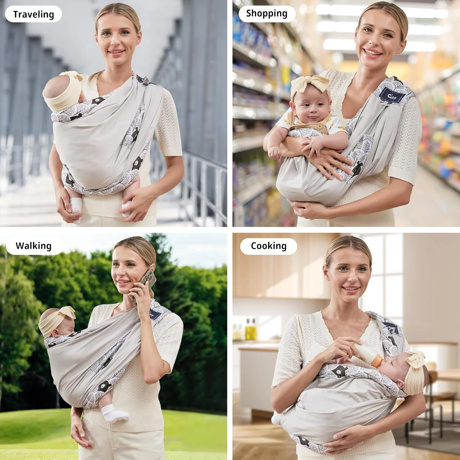 آغوشی نوزاد کیوبی، آغوشی نخی طبیعی، نگهدارنده نوزاد فوق العاده راحت برای پوشیدن و حمل آسان نوزاد، کودک نوپا (خاکستری) آغوشی نوزاد کیوبی، آغوشی نخی طبیعی، نگهدارنده نوزاد فوق العاده راحت برای پوشیدن و حمل آسان نوزاد، کودک نوپا (خاکستری)