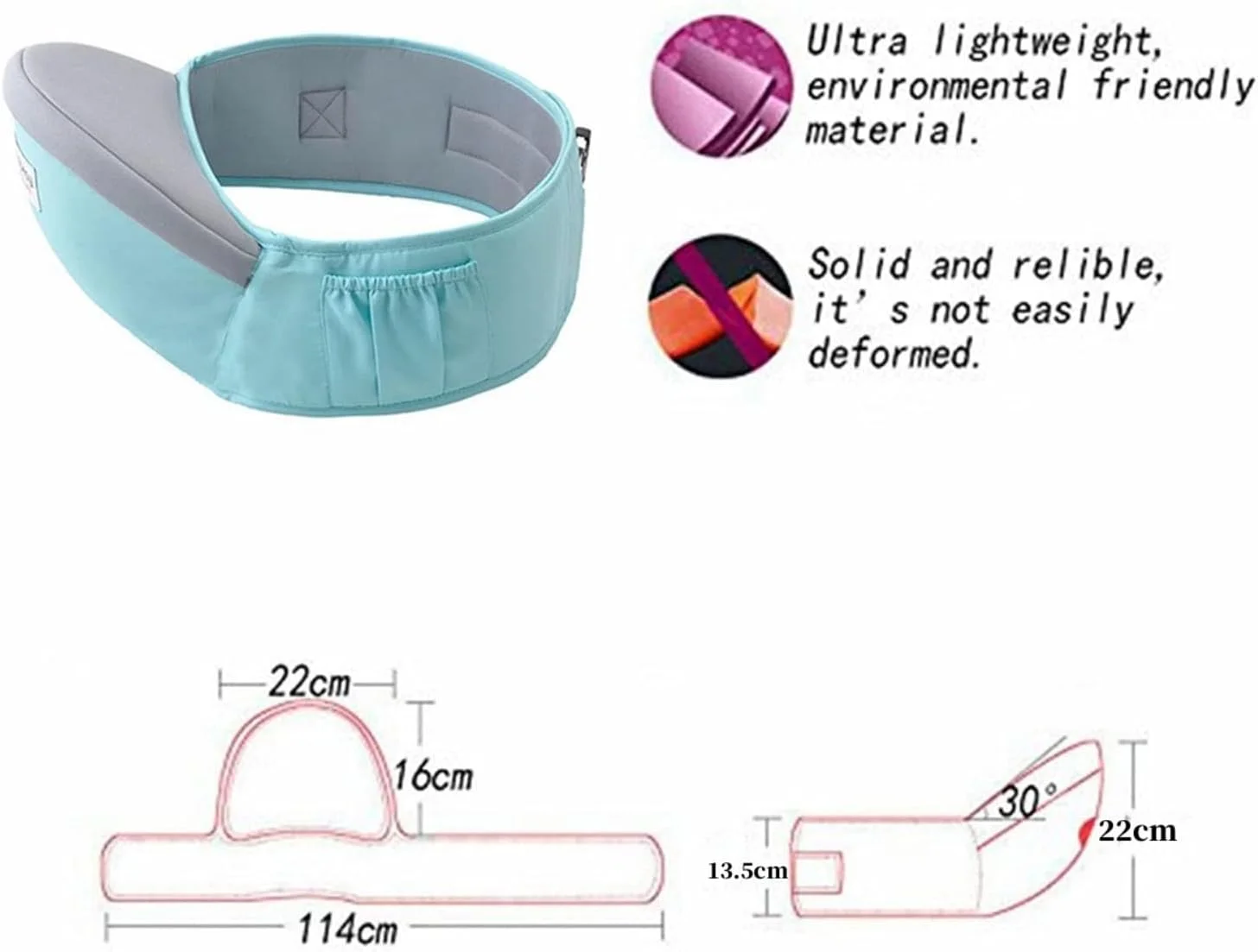 نشیمنگاه کمری کودک، آغوشی کودک با 4 حالت حمل، آغوشی قابل تنظیم و سبک وزن برای نوزاد 0-36 ماهه - آبی نشیمنگاه کمری کودک، آغوشی کودک با 4 حالت حمل، آغوشی قابل تنظیم و سبک وزن برای نوزاد 0-36 ماهه - آبی