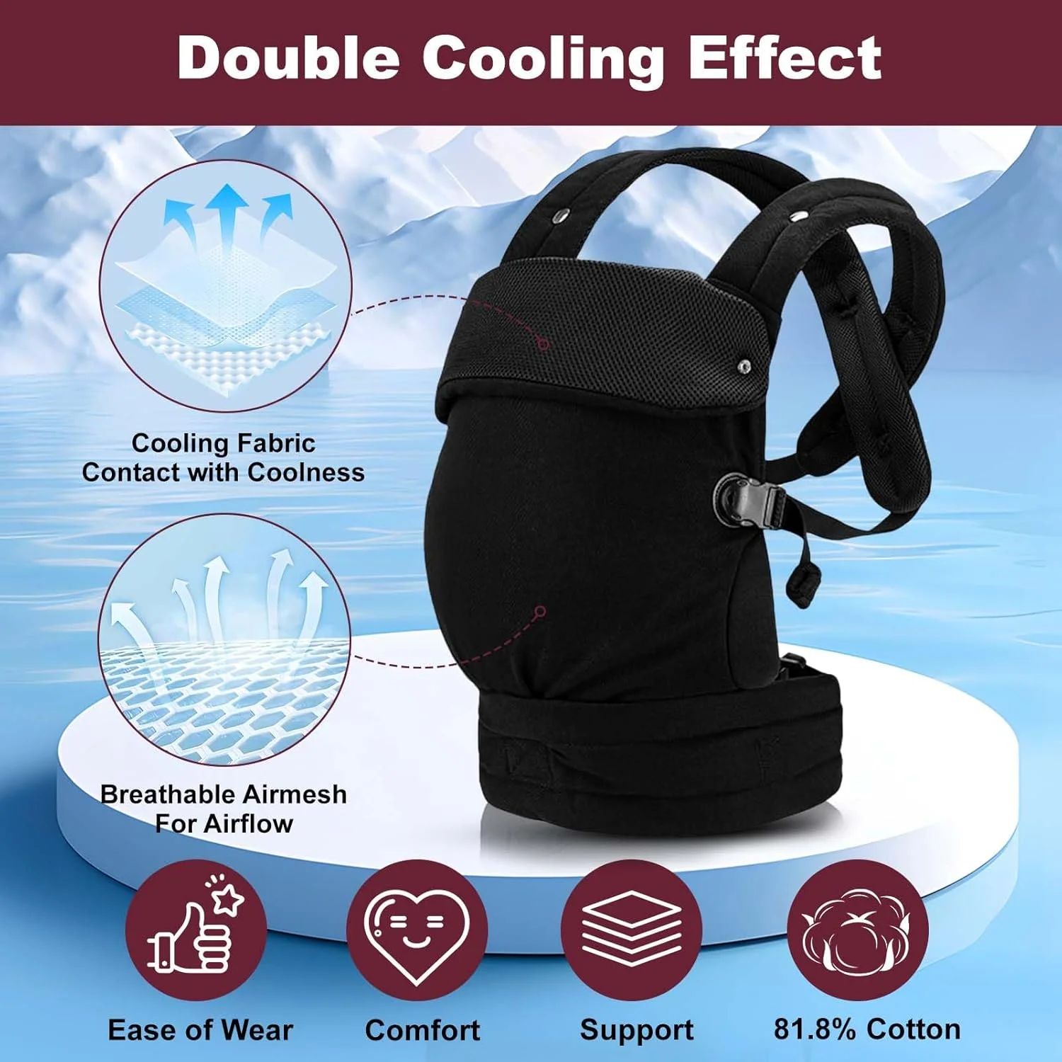 آغوشی نوزاد با نشیمنگاه، آغوشی نوزاد با نشیمنگاه کمری قابل تنظیم و جیب های ذخیره سازی، آغوشی 360 درجه برای نوزاد تا کودک نوپا تا وزن 30 کیلوگرم با نشیمنگاه و توری خنک کننده هوا