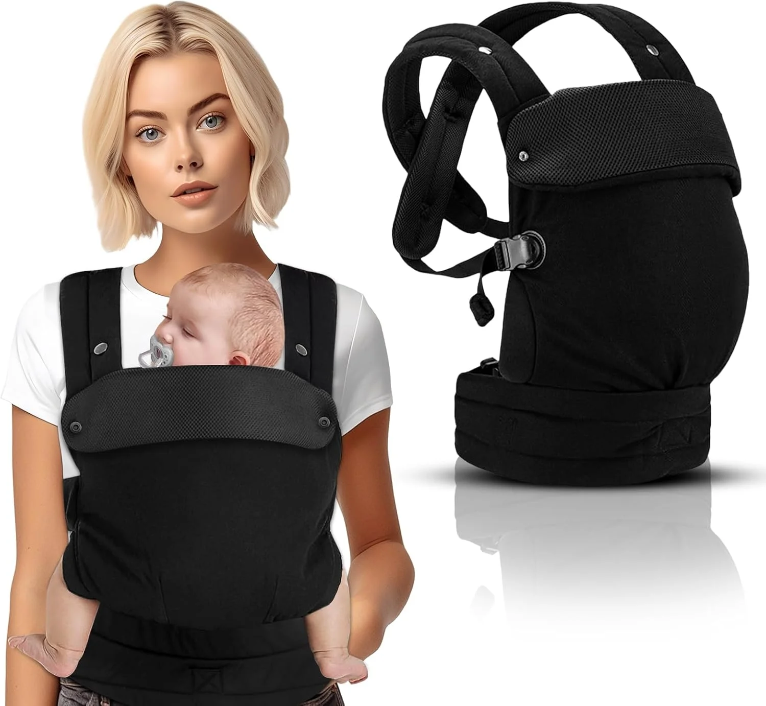 آغوشی نوزاد، آغوشی قابل تنظیم کودک، آغوشی نیمه پیچیده کودک، آغوشی یک طرفه صرفه جویی در کار، پارچه ای سبک وزن برای نوزاد تا کودک نوپا تا 20 کیلوگرم (خاکستری)