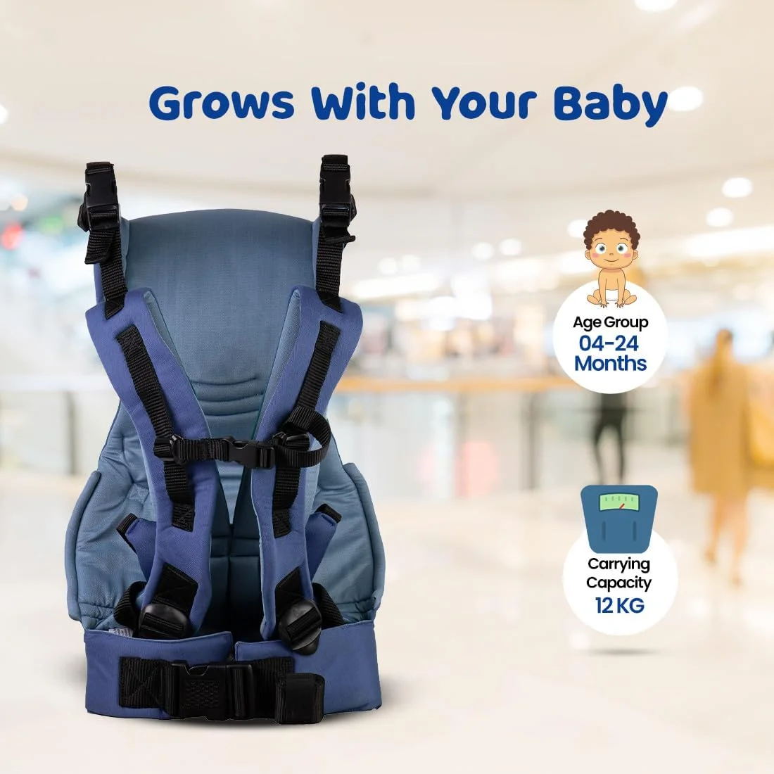 آغوشی نوزاد بامتوم قابل تنظیم و بدون نیاز به دست با 4 حالت حمل | آغوشی نوزاد برای 4 تا 24 ماه با پشتیبانی راحت سر و پا | حداکثر وزن تا 12 کیلوگرم (آبی سرمه ای) آغوشی نوزاد بامتوم قابل تنظیم و بدون نیاز به دست با 4 حالت حمل | آغوشی نوزاد برای 4 تا 24 ماه با پشتیبانی راحت سر و پا | حداکثر وزن تا 12 کیلوگرم (آبی سرمه ای)