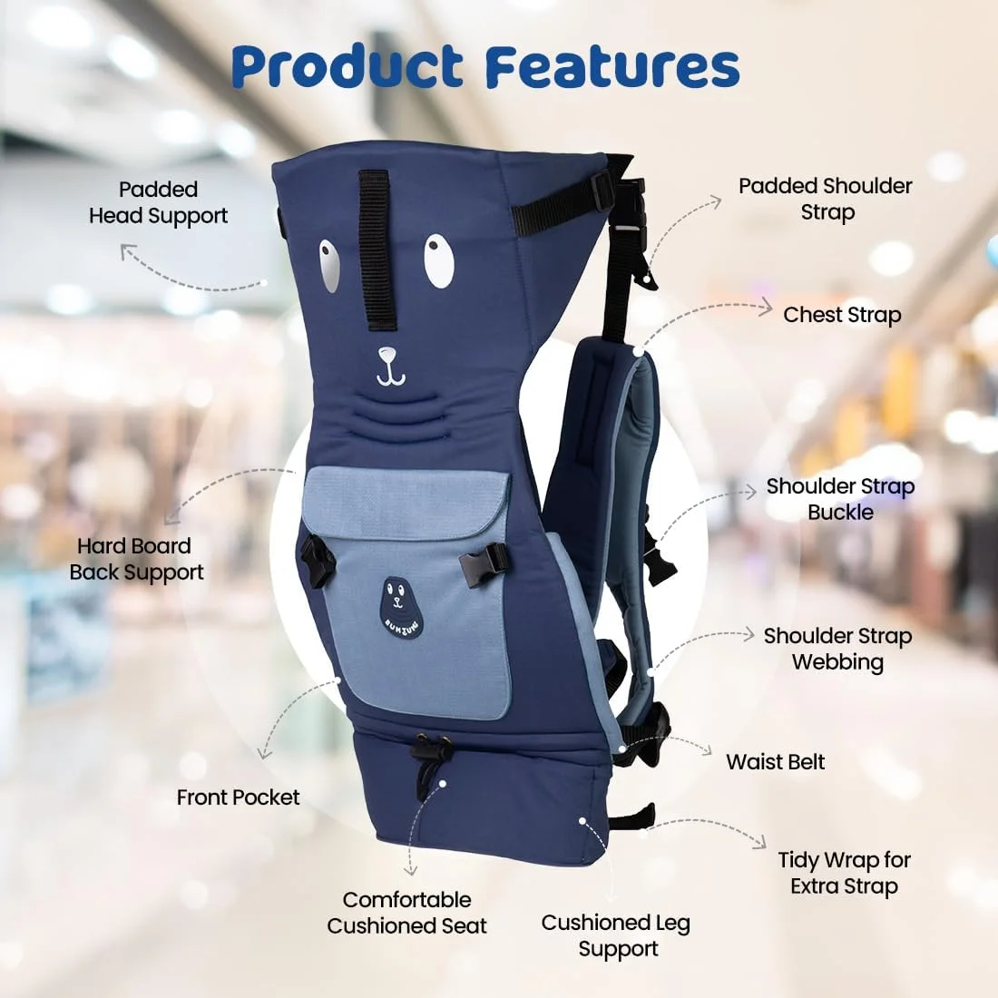 آغوشی نوزاد بامتوم قابل تنظیم و بدون نیاز به دست با 4 حالت حمل | آغوشی نوزاد برای 4 تا 24 ماه با پشتیبانی راحت سر و پا | حداکثر وزن تا 12 کیلوگرم (آبی سرمه ای) آغوشی نوزاد بامتوم قابل تنظیم و بدون نیاز به دست با 4 حالت حمل | آغوشی نوزاد برای 4 تا 24 ماه با پشتیبانی راحت سر و پا | حداکثر وزن تا 12 کیلوگرم (آبی سرمه ای)