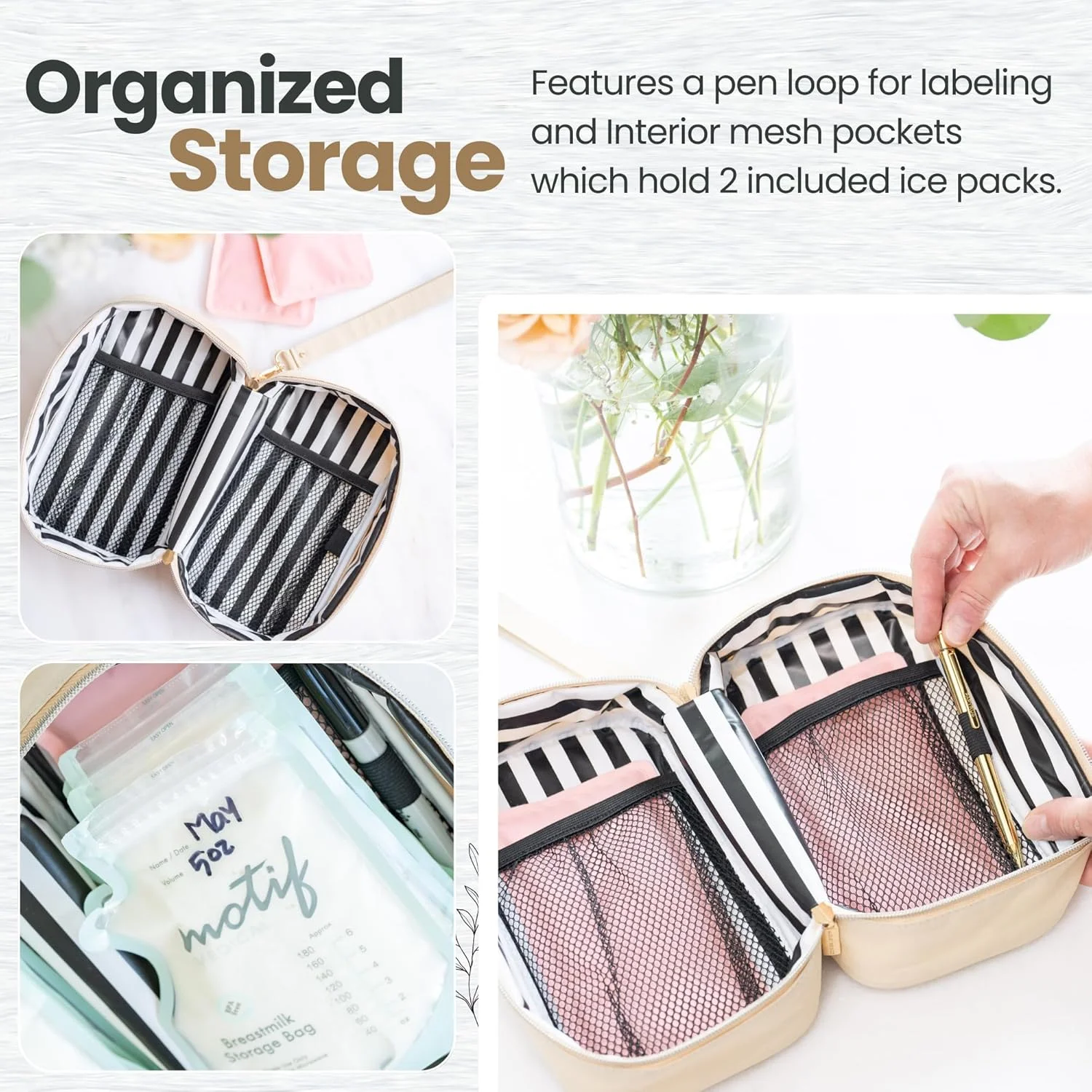 کیف خنک نگهدارنده شیر مادر - کیف شیک پلی استر برای نگهداری شیر مادر با ظرفیت 6-8 کیسه - ضد آب و قابل حمل به همراه بسته های یخ - لوازم ضروری کودک برای مادران پرمشغله کیف خنک نگهدارنده شیر مادر - کیف شیک پلی استر برای نگهداری شیر مادر با ظرفیت 6-8 کیسه - ضد آب و قابل حمل به همراه بسته های یخ - لوازم ضروری کودک برای مادران پرمشغله
