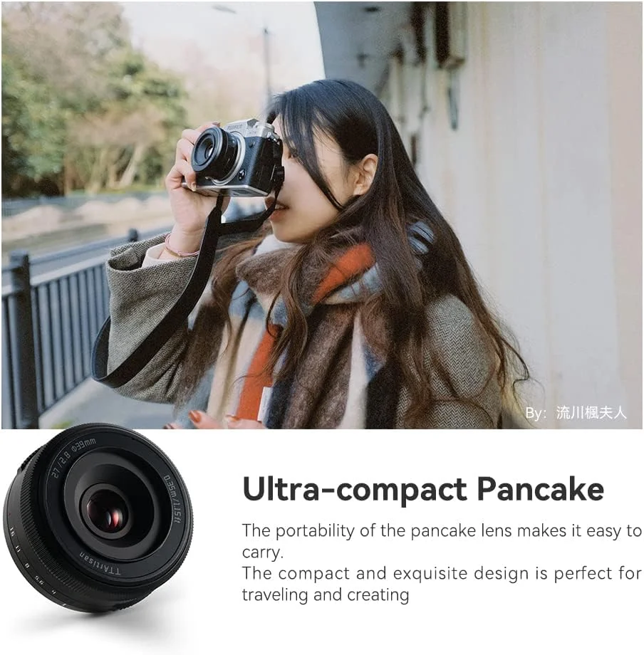 لنز فوکوس خودکار 27mm F2.8 تی‌تی‌آرتیسان، سازگار با دوربین‌های بدون آینه APS-C سونی E-mount NEX-5 NEX-C3 NEX-5N NEX-7 NEX-F3 NEX-5R NEX-3N NEX-5T A3000 A5000 A6000 A6300 و غیره