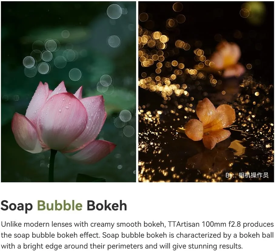 لنز 100 میلی‌متری F2.8 M42 تی‌تی‌آرتیسان، لنز بوکه حباب صابونی، سازگار با دوربین‌های مانت M42 و سایر دوربین‌های مدرن با آداپتور