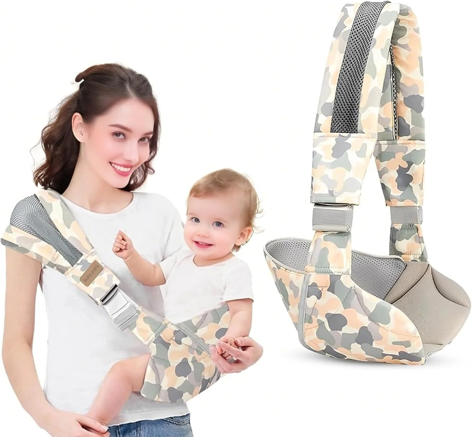 BIGTHREE Baby Sling Carrier Toddler, Soft and Breathable Mesh Baby Sling, Adjustable Portable Toddler Carriers, B-aby Hip and Side Carrier, with Waist Support, for Baby 3-36 Months, Grey BIGTHREE Baby Sling Carrier Toddler, Soft and Breathable Mesh Baby Sling, Adjustable Portable Toddler Carriers, B-aby Hip and Side Carrier, with Waist Support, for Baby 3-36 Months, Grey