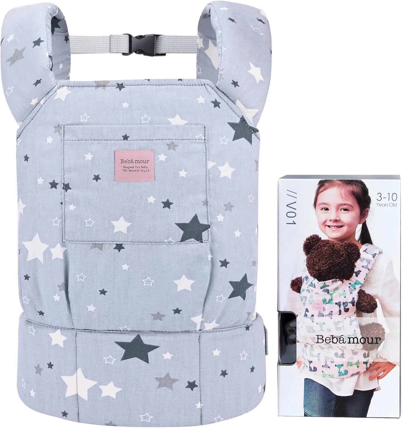 کیف حمل عروسک دخترانه Bebamour، اسلینگ نرم 3 در 1 برای کودکان، لوازم جانبی عروسک 100% پنبه (ستاره های خاکستری) کیف حمل عروسک دخترانه Bebamour، اسلینگ نرم 3 در 1 برای کودکان، لوازم جانبی عروسک 100% پنبه (ستاره های خاکستری)