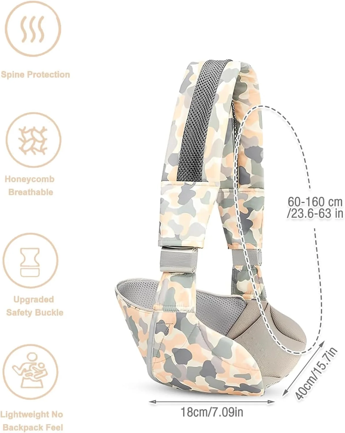 BIGTHREE Baby Sling Carrier Toddler, Soft and Breathable Mesh Baby Sling, Adjustable Portable Toddler Carriers, B-aby Hip and Side Carrier, with Waist Support, for Baby 3-36 Months, Grey BIGTHREE Baby Sling Carrier Toddler, Soft and Breathable Mesh Baby Sling, Adjustable Portable Toddler Carriers, B-aby Hip and Side Carrier, with Waist Support, for Baby 3-36 Months, Grey