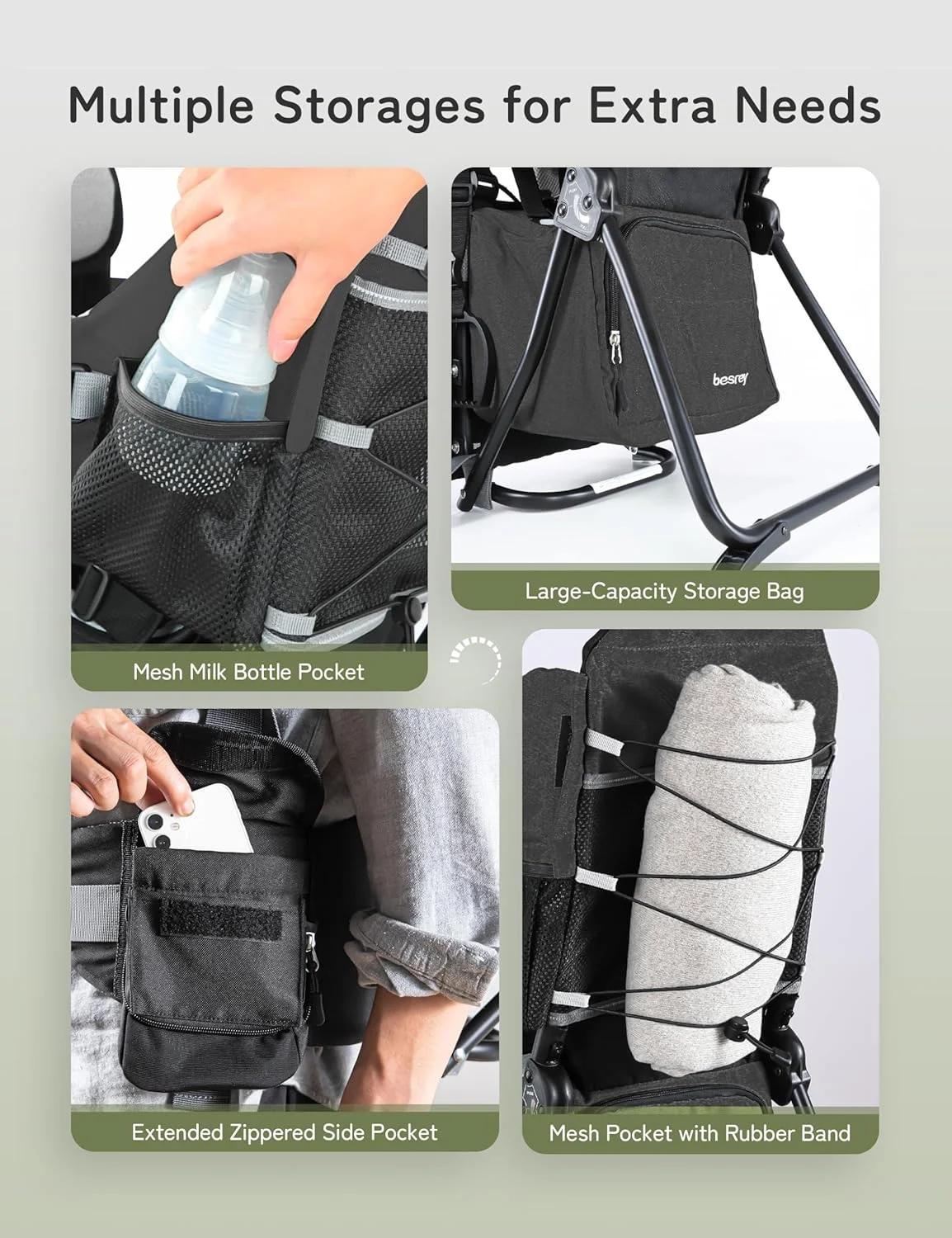 کوله پشتی حمل نوزاد Besrey، کوله پشتی پیاده روی کودک نوپا با صندلی ایمنی 3 ارتفاع، بند و کمربند قابل تنظیم، فریم تاشو، سبک وزن و ظرفیت بزرگ برای پیاده روی (مشکی) کوله پشتی حمل نوزاد Besrey، کوله پشتی پیاده روی کودک نوپا با صندلی ایمنی 3 ارتفاع، بند و کمربند قابل تنظیم، فریم تاشو، سبک وزن و ظرفیت بزرگ برای پیاده روی (مشکی)