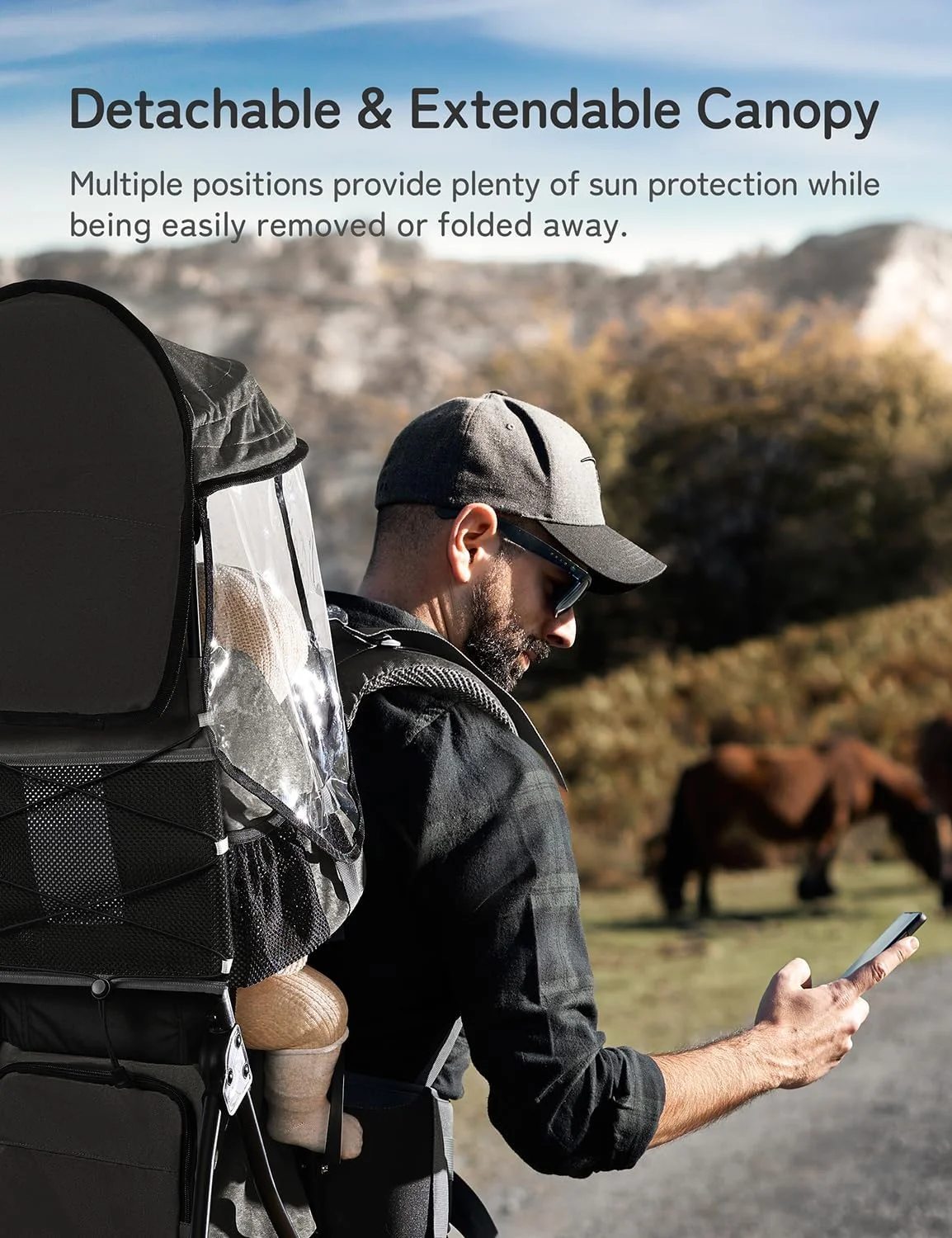 کوله پشتی حمل نوزاد Besrey، کوله پشتی پیاده روی کودک نوپا با صندلی ایمنی 3 ارتفاع، بند و کمربند قابل تنظیم، فریم تاشو، سبک وزن و ظرفیت بزرگ برای پیاده روی (مشکی) کوله پشتی حمل نوزاد Besrey، کوله پشتی پیاده روی کودک نوپا با صندلی ایمنی 3 ارتفاع، بند و کمربند قابل تنظیم، فریم تاشو، سبک وزن و ظرفیت بزرگ برای پیاده روی (مشکی)