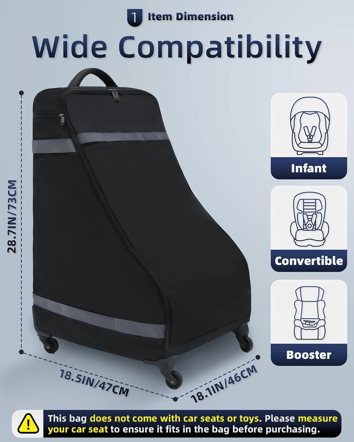 کیف صندلی ماشین کوله پشتی چرخ دار برای مسافرت هوایی، کاور بزرگ و پددار صندلی ماشین برای هواپیما، کیف مقاوم در برابر آب مشکی برای بررسی گیت فرودگاه، مناسب برای لوازم جانبی صندلی ماشین کودک قابل تبدیل کیف صندلی ماشین کوله پشتی چرخ دار برای مسافرت هوایی، کاور بزرگ و پددار صندلی ماشین برای هواپیما، کیف مقاوم در برابر آب مشکی برای بررسی گیت فرودگاه، مناسب برای لوازم جانبی صندلی ماشین کودک قابل تبدیل