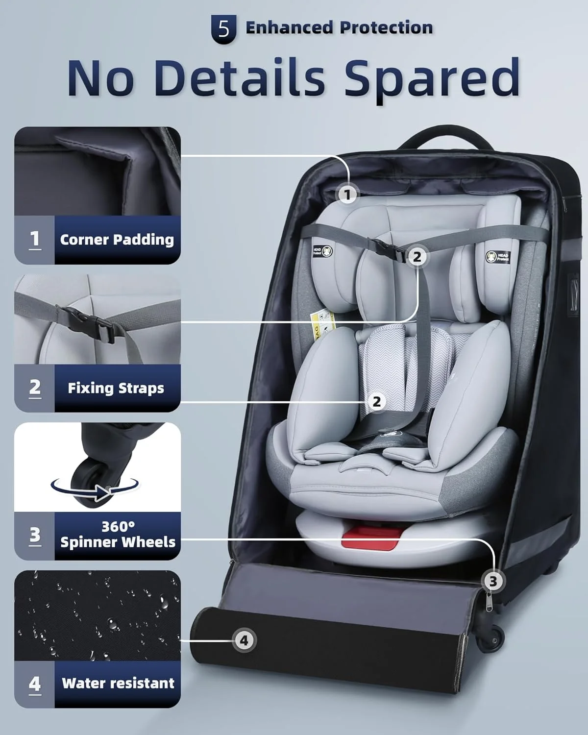 کیف صندلی ماشین کوله پشتی چرخ دار برای مسافرت هوایی، کاور بزرگ و پددار صندلی ماشین برای هواپیما، کیف مقاوم در برابر آب مشکی برای بررسی گیت فرودگاه، مناسب برای لوازم جانبی صندلی ماشین کودک قابل تبدیل کیف صندلی ماشین کوله پشتی چرخ دار برای مسافرت هوایی، کاور بزرگ و پددار صندلی ماشین برای هواپیما، کیف مقاوم در برابر آب مشکی برای بررسی گیت فرودگاه، مناسب برای لوازم جانبی صندلی ماشین کودک قابل تبدیل