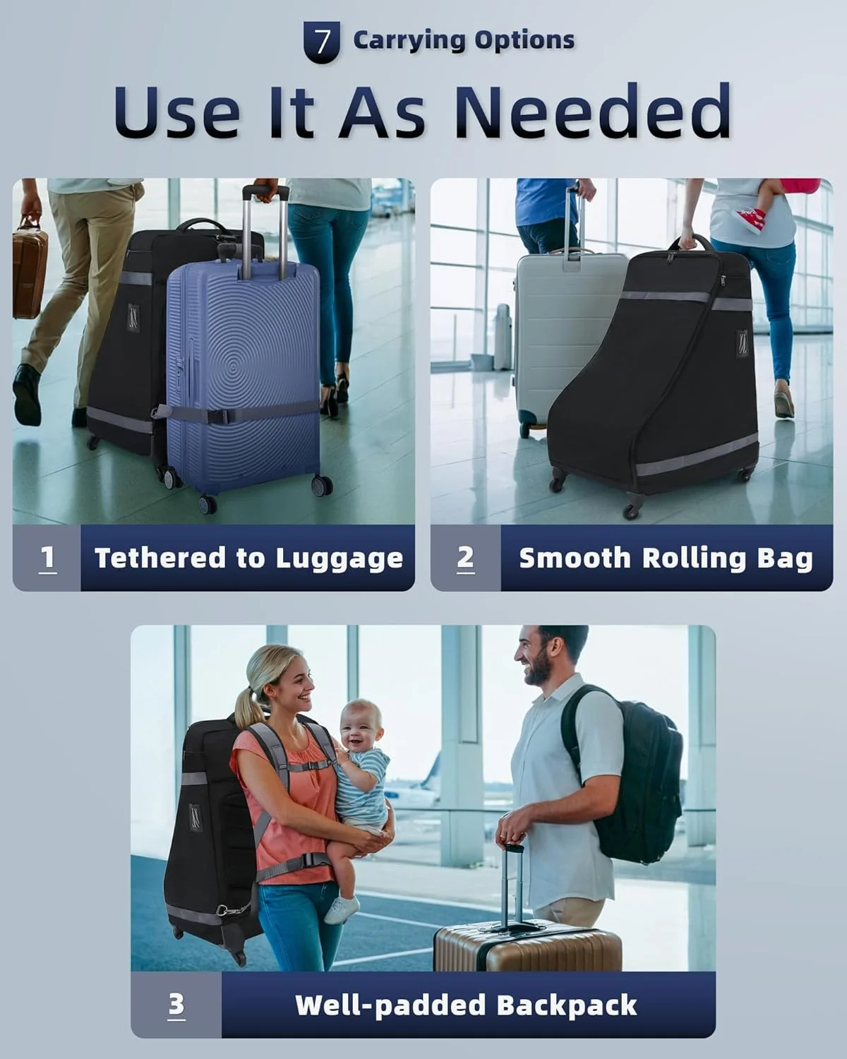 کیف صندلی ماشین کوله پشتی چرخ دار برای مسافرت هوایی، کاور بزرگ و پددار صندلی ماشین برای هواپیما، کیف مقاوم در برابر آب مشکی برای بررسی گیت فرودگاه، مناسب برای لوازم جانبی صندلی ماشین کودک قابل تبدیل کیف صندلی ماشین کوله پشتی چرخ دار برای مسافرت هوایی، کاور بزرگ و پددار صندلی ماشین برای هواپیما، کیف مقاوم در برابر آب مشکی برای بررسی گیت فرودگاه، مناسب برای لوازم جانبی صندلی ماشین کودک قابل تبدیل