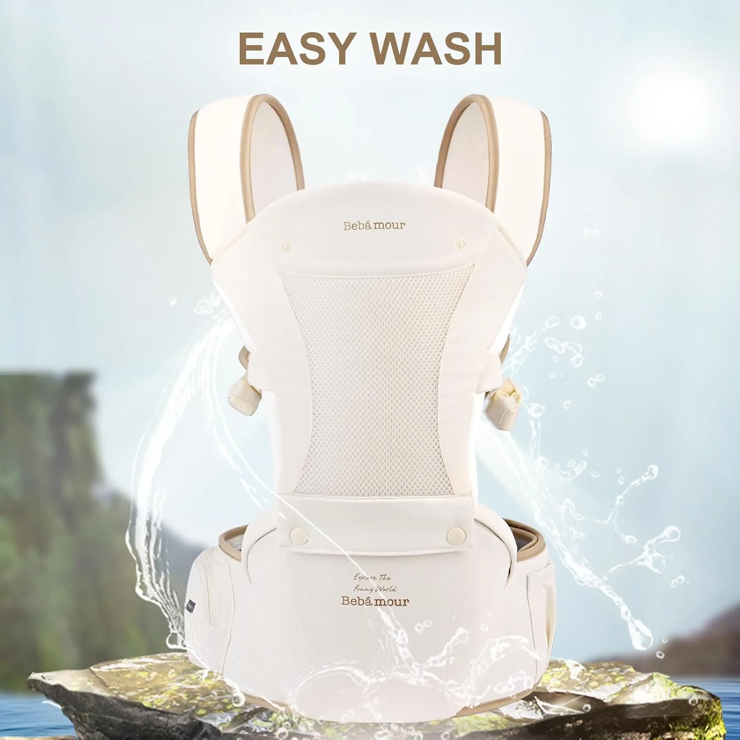 آغوشی نوزاد ببه مامور مناسب نوزاد تا نوپا، صندلی کمری 0-36 ماه با کلاه سر، 3 عدد پد دندان گیر، افزایش دهنده کمر، کیف نگهداری و جا پستانکی (بژ) آغوشی نوزاد ببه مامور مناسب نوزاد تا نوپا، صندلی کمری 0-36 ماه با کلاه سر، 3 عدد پد دندان گیر، افزایش دهنده کمر، کیف نگهداری و جا پستانکی (بژ)