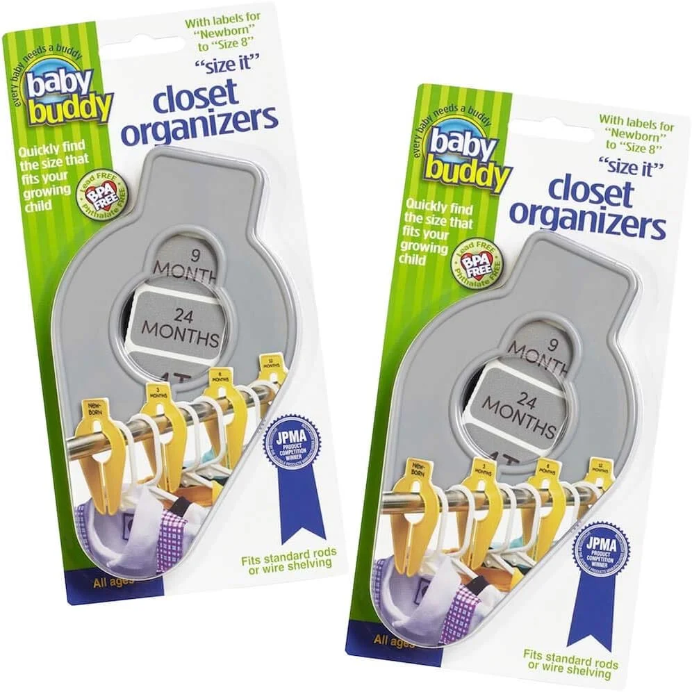 Baby Buddy Closet Organizers, Newborn Essential and Nursery Must Have to Easily Divide Baby Clothes from Newborn to Size 8, Gray, Set of 10