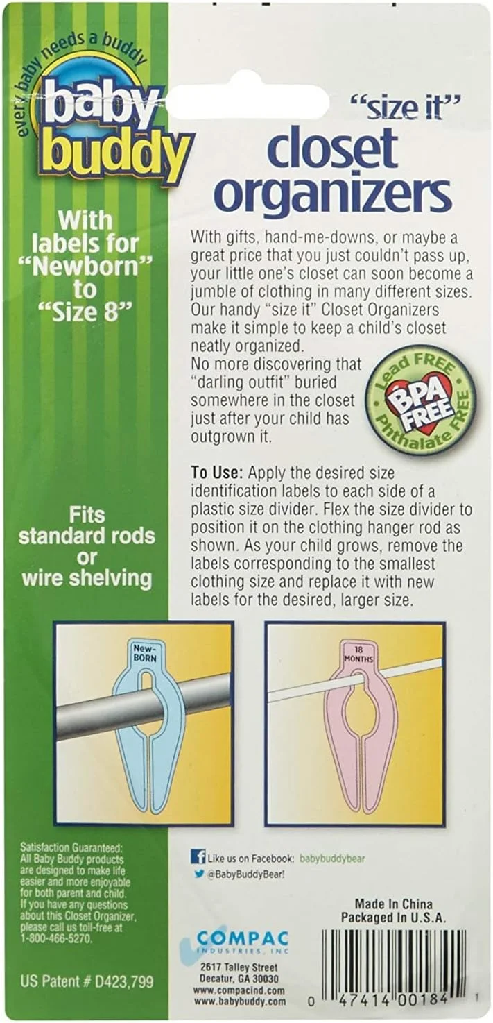 Baby Buddy Closet Organizers, Newborn Essential and Nursery Must Have to Easily Divide Baby Clothes from Newborn to Size 8, Gray, Set of 10