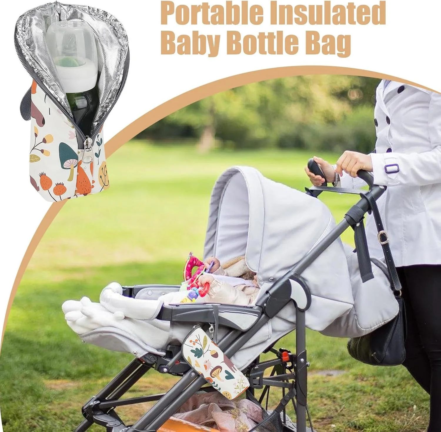 کیف مسافرتی شیشه شیر کودک - کیف عایق گرم و سرد کننده شیر مادر - کیف ضد آب با بند، لوازم جانبی مسافرتی محفظه نگهداری برای شیر مادر، آب