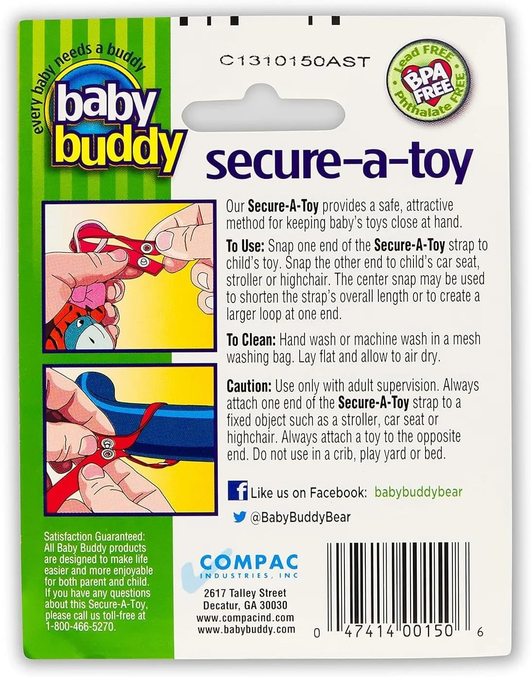 بند نگهدارنده اسباب بازی و پستانک قابل تنظیم Baby Buddy، مناسب برای کالسکه، صندلی غذاخوری و صندلی ماشین، رنگ زیتونی خاکی، بسته 2 عددی