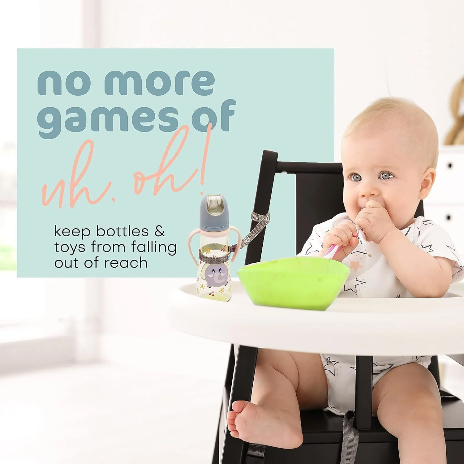 بند نگهدارنده اسباب بازی و پستانک قابل تنظیم Baby Buddy، مناسب برای کالسکه، صندلی غذاخوری و صندلی ماشین، رنگ زیتونی خاکی، بسته 2 عددی