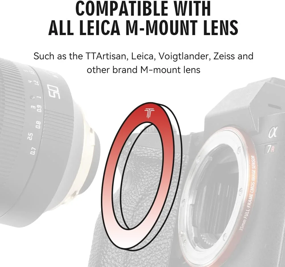 آداپتور TTArtisan M به EOS R، حلقه تبدیل لنز سازگار با دوربین های EOS R RP R5 R5C R6 R6II R3 R8 R7 R10 R50 R100