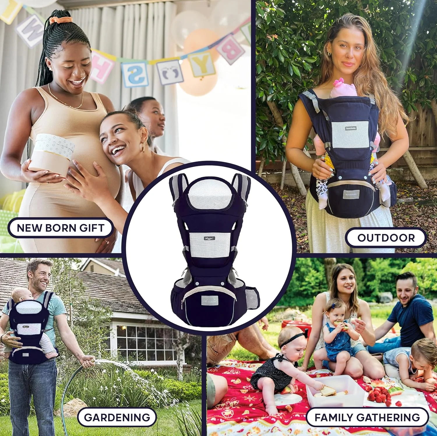 آغوشی نوزاد برای حمل نوزادان - آغوشی نوزاد 6 در 1 با نشیمنگاه کمری - آغوشی نوزاد قابل تنظیم مناسب برای نوزاد تازه متولد شده، نوزاد نوپا - نگهدارنده نوزاد (آبی) آغوشی نوزاد برای حمل نوزادان - آغوشی نوزاد 6 در 1 با نشیمنگاه کمری - آغوشی نوزاد قابل تنظیم مناسب برای نوزاد تازه متولد شده، نوزاد نوپا - نگهدارنده نوزاد (آبی)