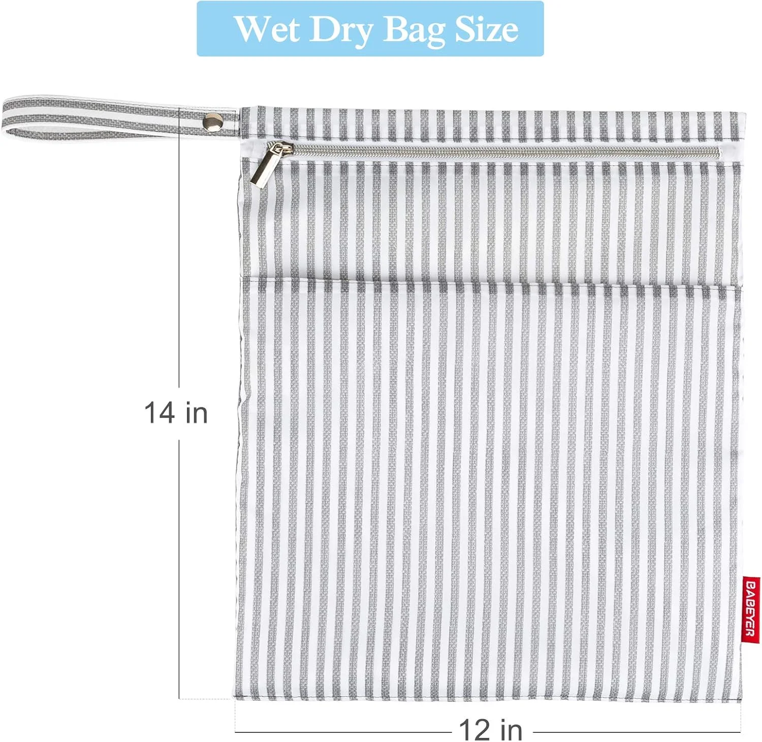 BABEYER ست 2 عددی کیف خشک و خیس برای پوشک پارچه ای کودک، ضد آب، قابل شستشو، قابل استفاده مجدد با دو جیب زیپ دار برای لباس های ورزشی کثیف، مسافرت، ساحل، مهد کودک و لوازم جانبی کثیف کودک