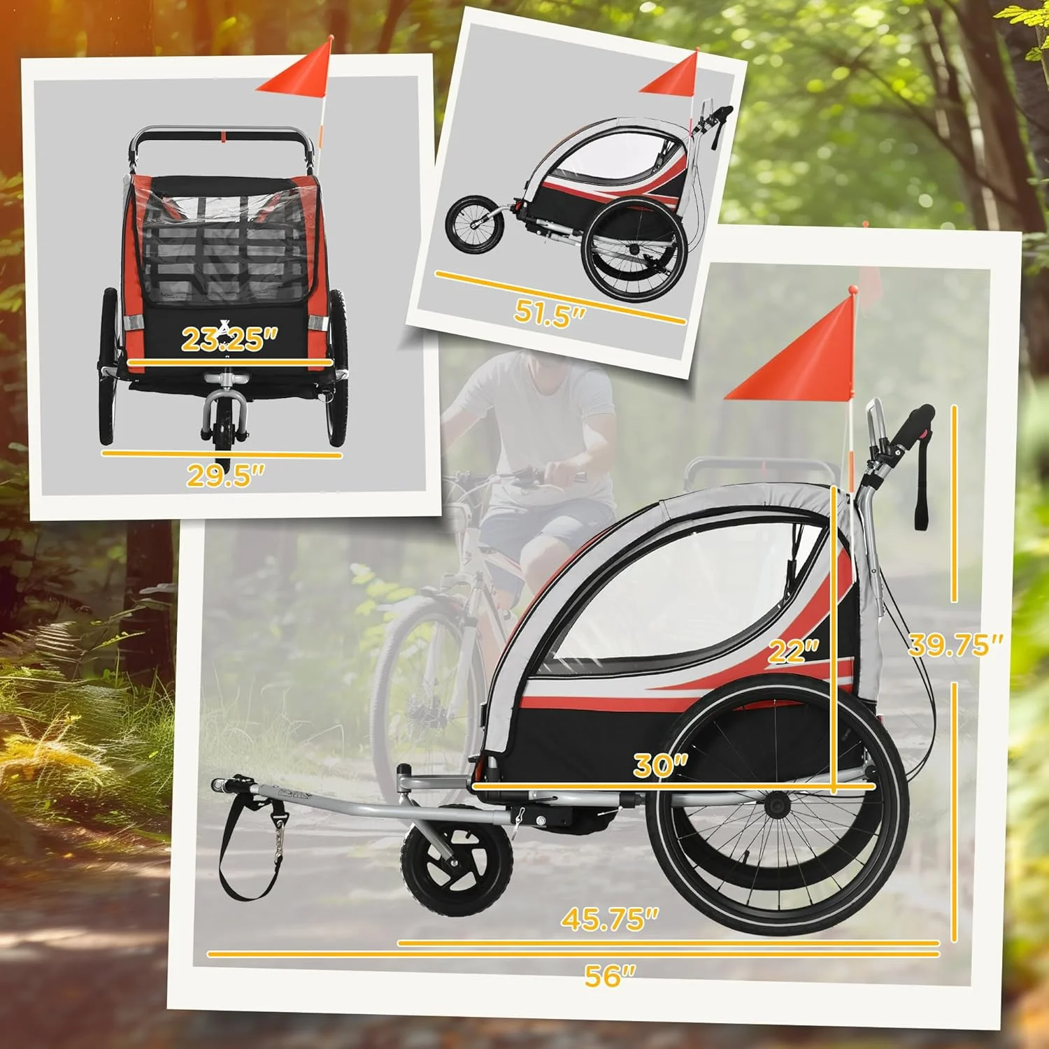 تریلر دوچرخه کودک 3 در 1 Aosom برای پیاده روی/دویدن/سواری، مناسب برای 2 کودک، کالسکه دوچرخه با دید بالا برای واگن کودک نوپا، لوازم جانبی تریلر دوچرخه دوتایی مقاوم در برابر آب و هوا برای کودکان تریلر دوچرخه کودک 3 در 1 Aosom برای پیاده روی/دویدن/سواری، مناسب برای 2 کودک، کالسکه دوچرخه با دید بالا برای واگن کودک نوپا، لوازم جانبی تریلر دوچرخه دوتایی مقاوم در برابر آب و هوا برای کودکان