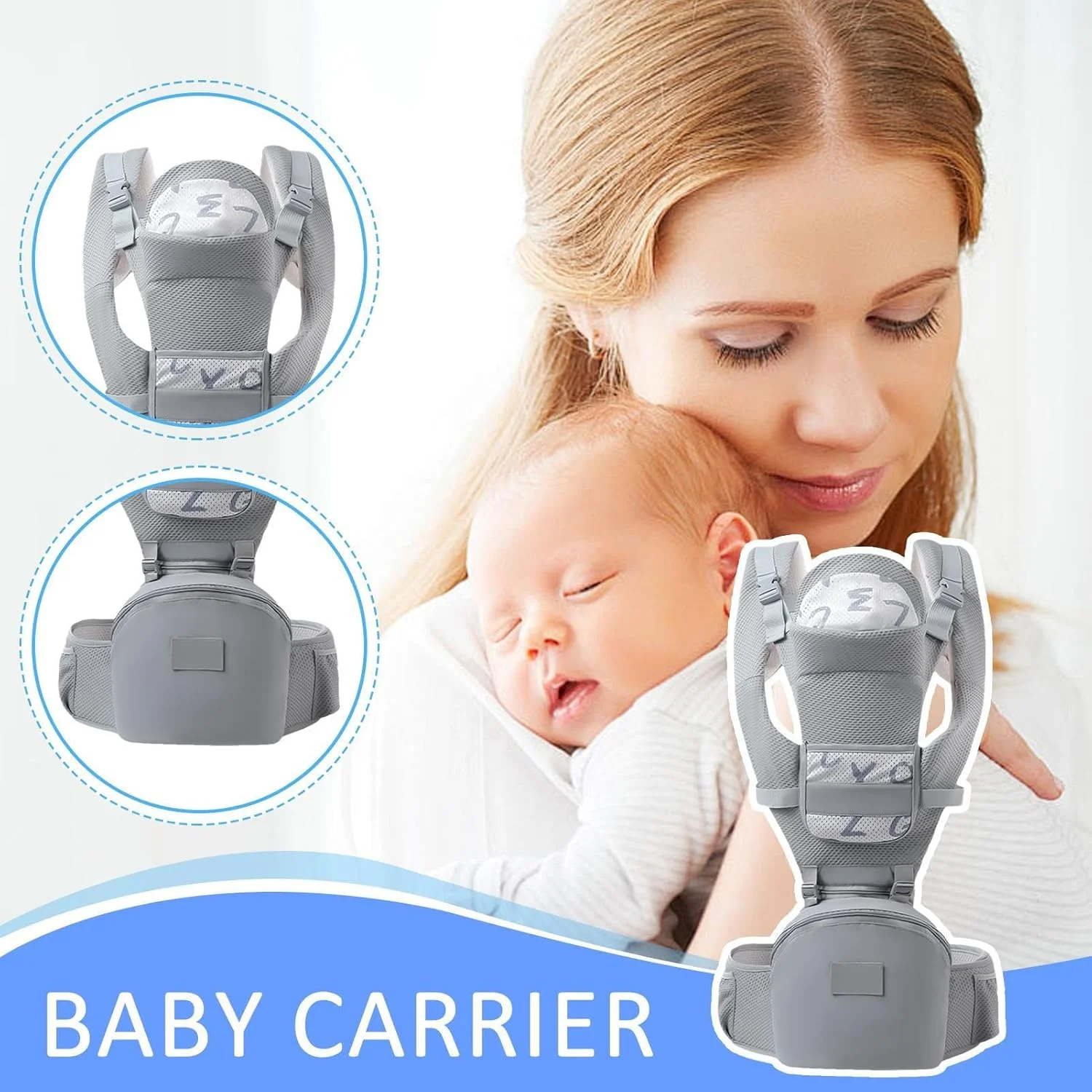 آغوشی نوزاد | آغوشی ایمن نوزاد با نشیمنگاه، سگک قابل تنظیم، لوازم سبک وزن کودک نوپا برای استفاده روزانه، ماجراجویی در فضای باز، سفر و خرید