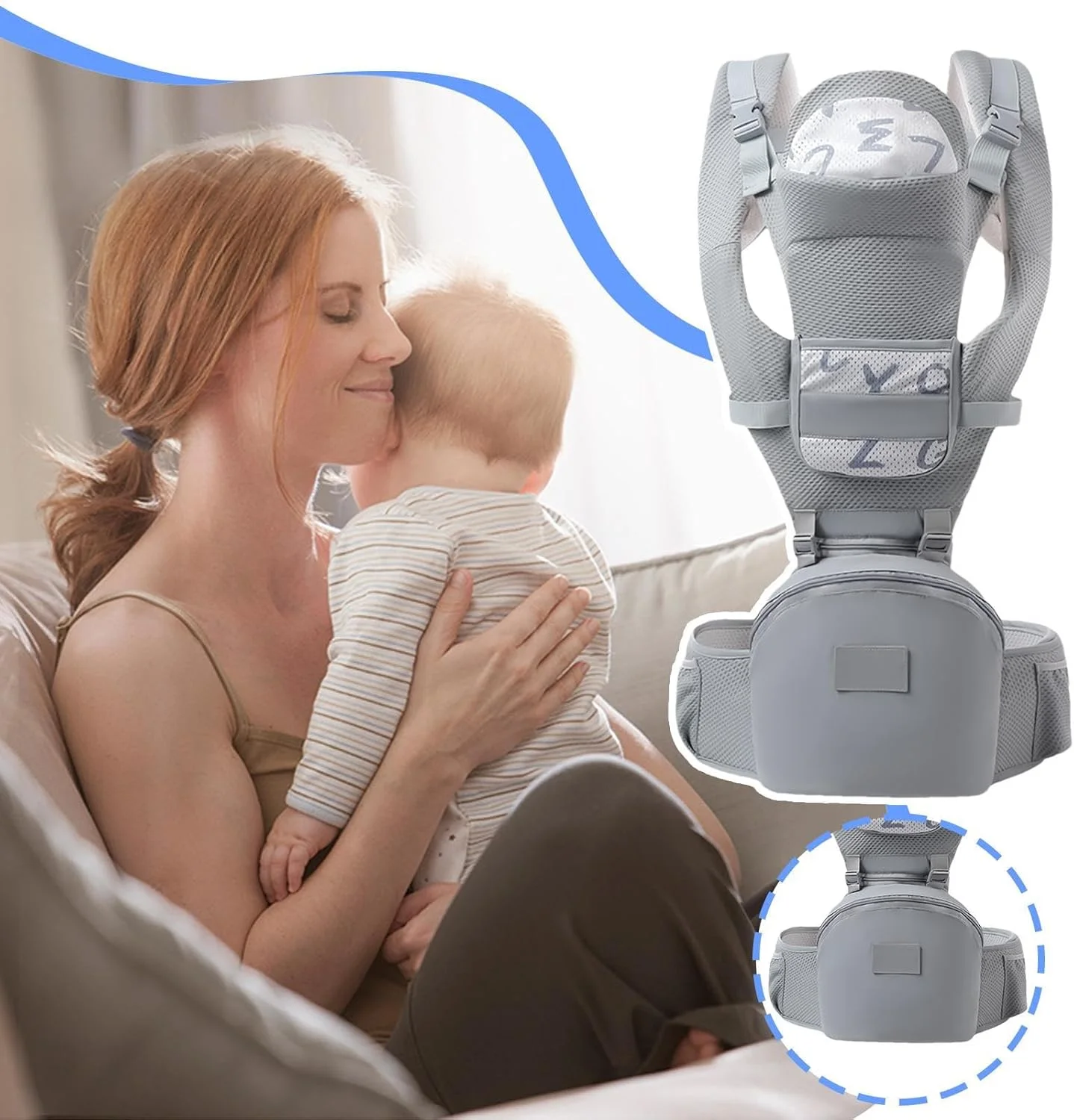 آغوشی نوزاد | آغوشی ایمن نوزاد با نشیمنگاه، سگک قابل تنظیم، لوازم سبک وزن کودک نوپا برای استفاده روزانه، ماجراجویی در فضای باز، سفر و خرید