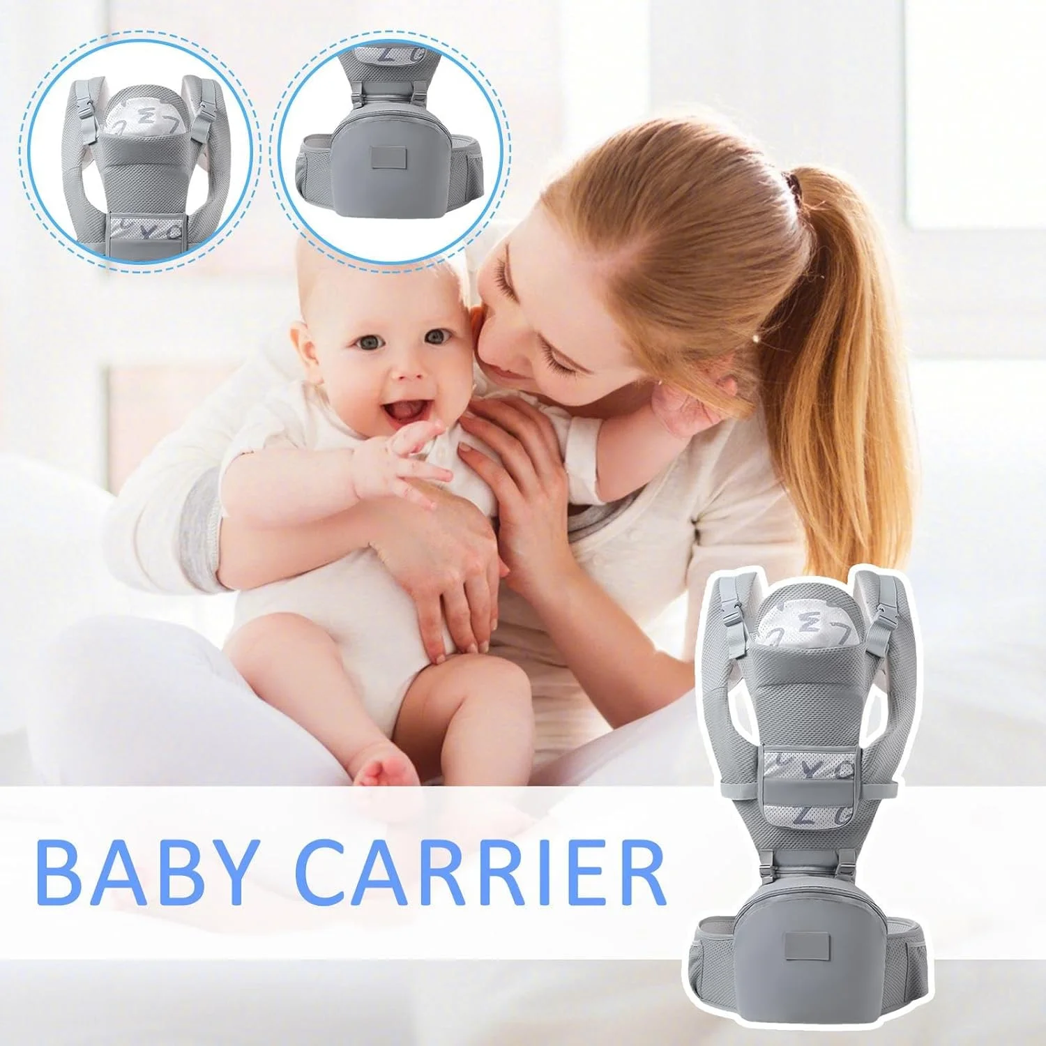 آغوشی نوزاد | آغوشی ایمن نوزاد با نشیمنگاه، سگک قابل تنظیم، لوازم سبک وزن کودک نوپا برای استفاده روزانه، ماجراجویی در فضای باز، سفر و خرید