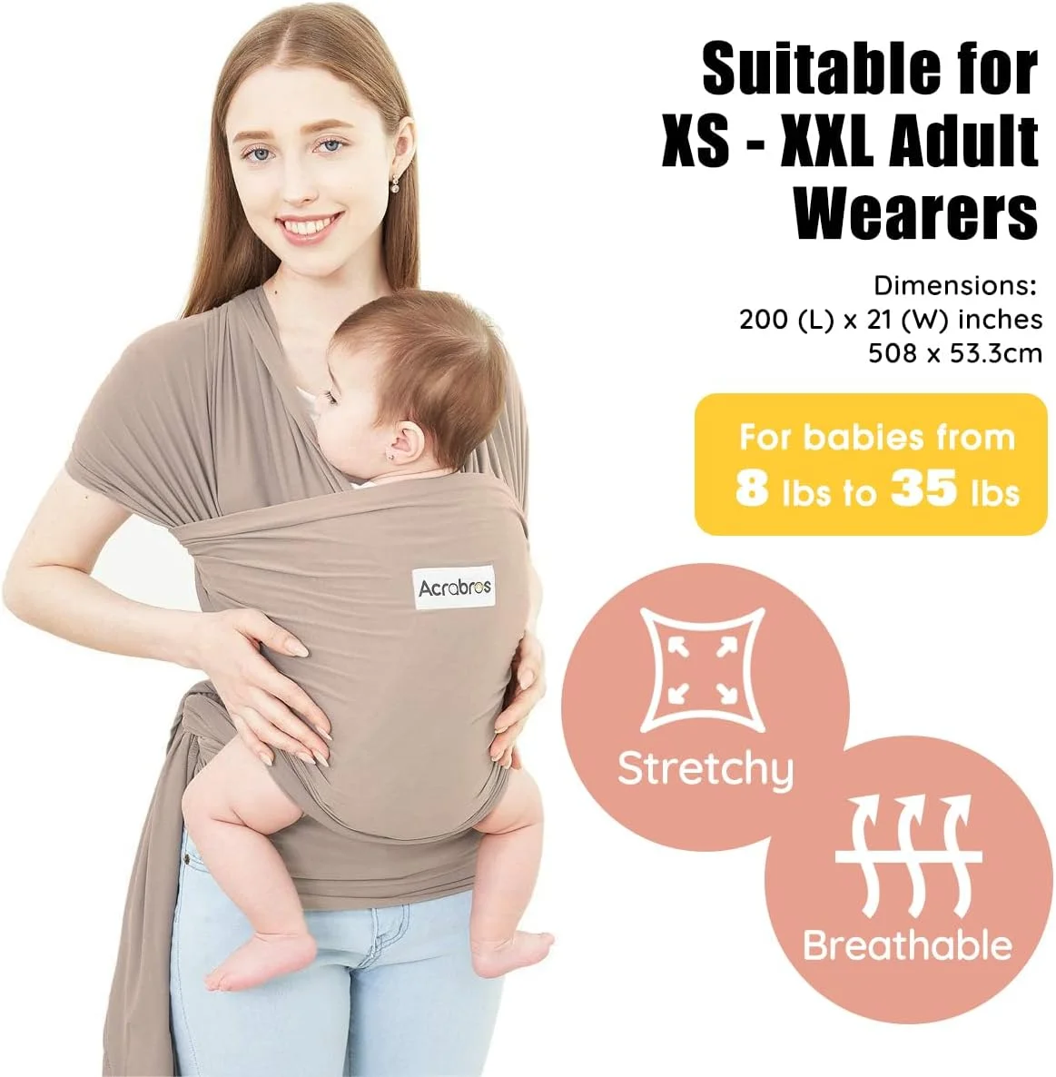 آغوشی نوزاد آکرابروس، آغوشی نوزاد بدون دست، سبک وزن، تنفس پذیر، نرم، مناسب برای نوزادان تازه متولد شده و هدیه سیسمونی، کاپوچینو تیره آغوشی نوزاد آکرابروس، آغوشی نوزاد بدون دست، سبک وزن، تنفس پذیر، نرم، مناسب برای نوزادان تازه متولد شده و هدیه سیسمونی، کاپوچینو تیره