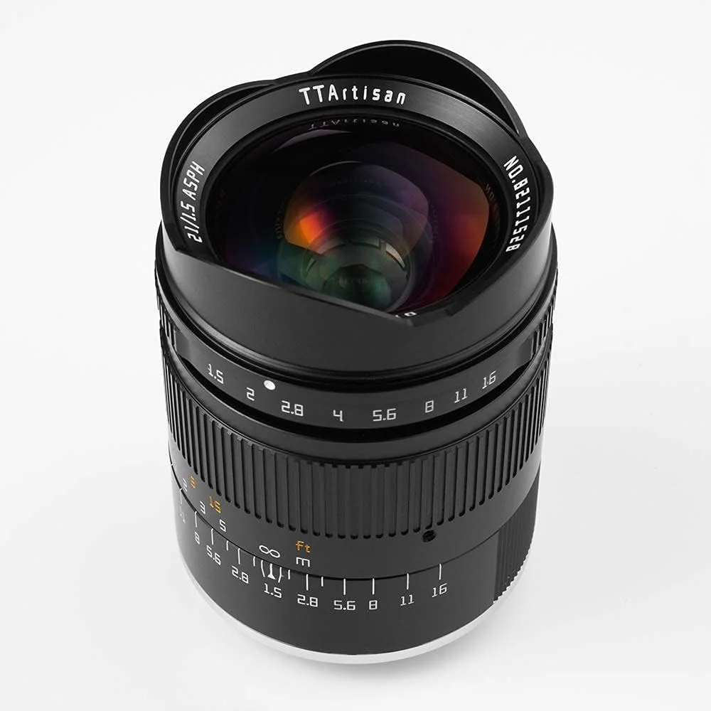 لنز فول فریم 21mm F1.5 تی‌تی‌آرتیسان برای دوربین‌های سونی با مانت E مانند Sony A7 A7ll A7lll A7R A7RlV A7S A7SII A7SIII A9 A5000 A6400 A6500 A6600