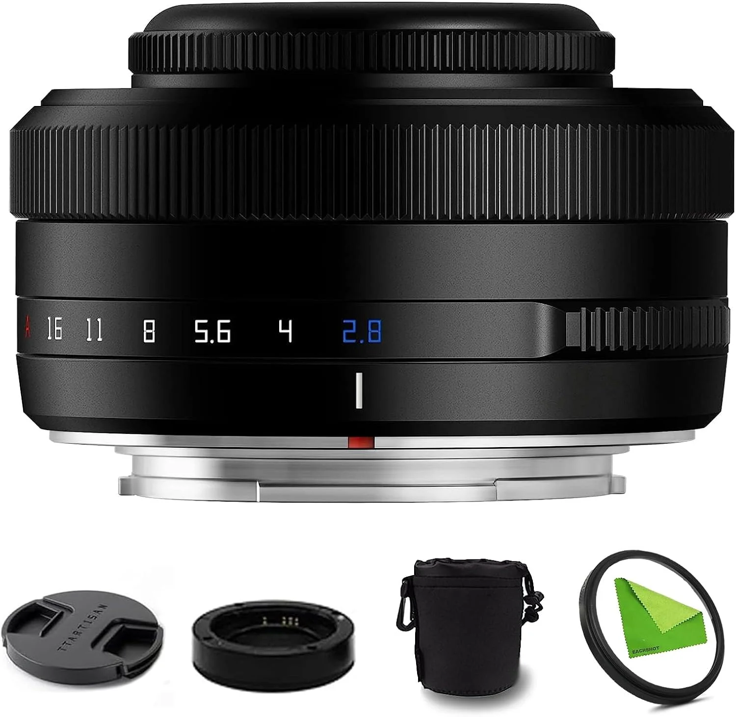 لنز تی‌تی‌آرتیسان AF 27mm F2.8 با مانت XF و فوکوس خودکار STM برای دوربین‌های فوجی‌فیلم X-T10, X-T2, X-T20, X-T30, X-T3, X-T4, X-T5, X-T100, X-T200, X-T30, X-PR01, X-PR02, X-PR03, X-E4 - مشکی