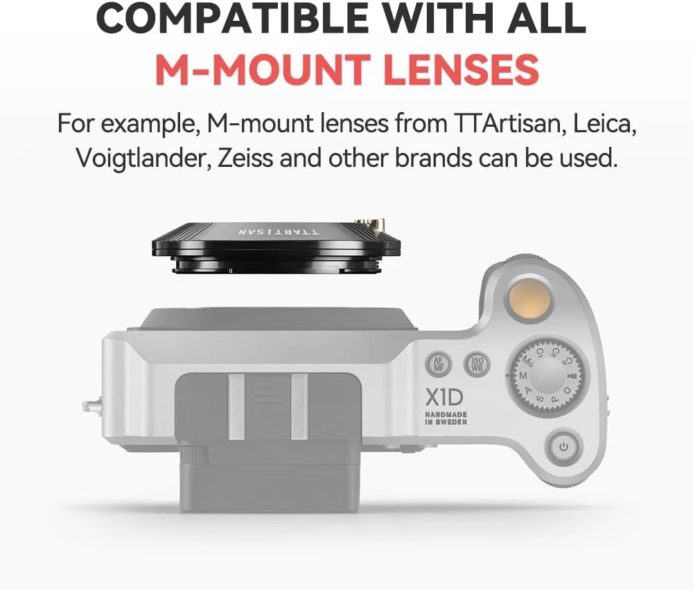 آداپتور لنز TTArtisan Leica M به دوربین با مانت Z/R/L/E/GFX/X1D/FUJI (آداپتور M-X1D، مشکی)