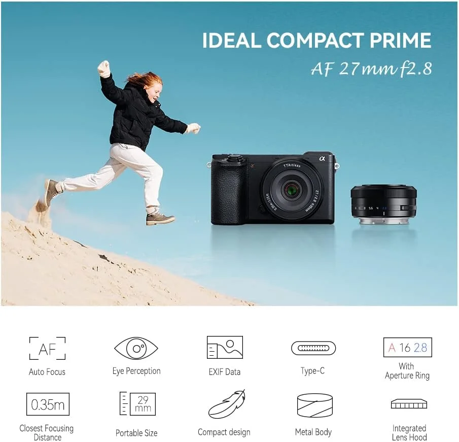 لنز دوربین 27mm F2.8 فوکوس خودکار APS-C تی تی آرتیسان، لنز فلزی سبک وزن و قابل حمل با قابلیت ردیابی چشم برای مانت نیکون Z لنز دوربین 27mm F2.8 فوکوس خودکار APS-C تی تی آرتیسان، لنز فلزی سبک وزن و قابل حمل با قابلیت ردیابی چشم برای مانت نیکون Z